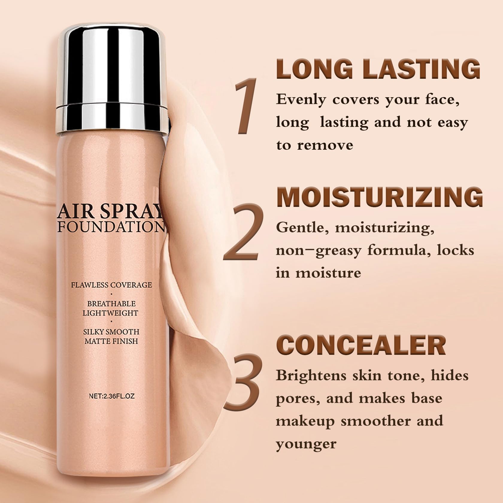 Lzxlukgir Airbrush Flawless Setting Spray,Hydrating Full Coverage Foundation For Smooth Radiant Finish,Breathable Blendable,Ligh