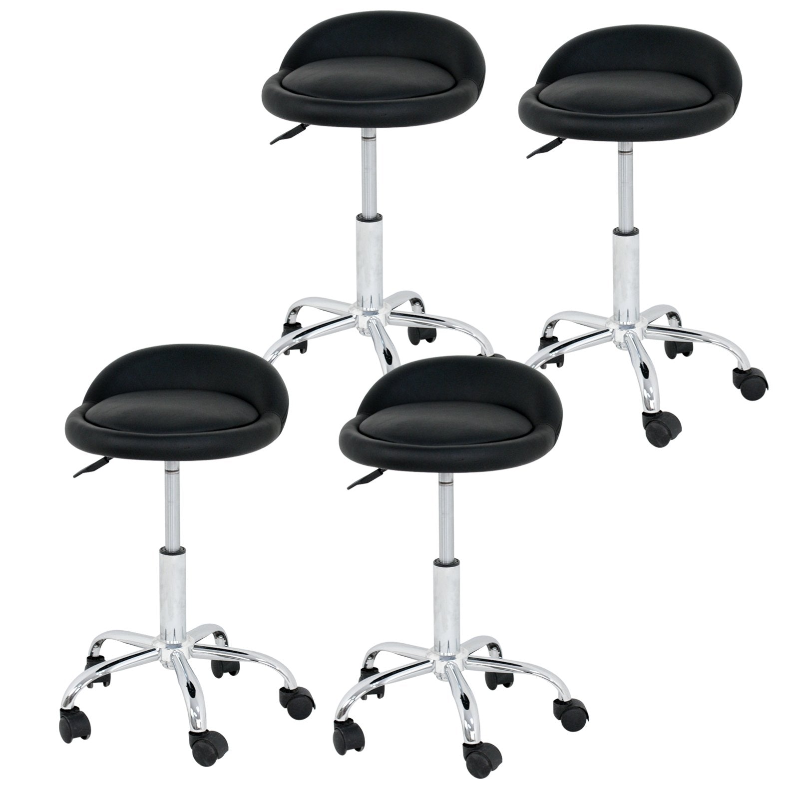 Adjustable Hydraulic Rolling Swivel Salon Stool Chair Tattoo Massage Facial Spa Stool Chair With Back Rest (Pu Leather Cushion)