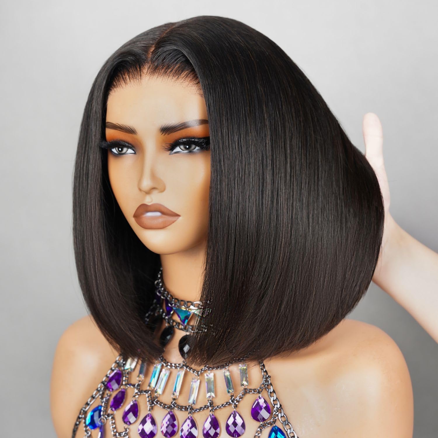 SUPERLOOK 12inch 6x6 Bob Wig Human Hair 210% Density Wear and Go Glueless Wig 12A Straight Bob Wigs Human Hair Pre Cut Lace Blea