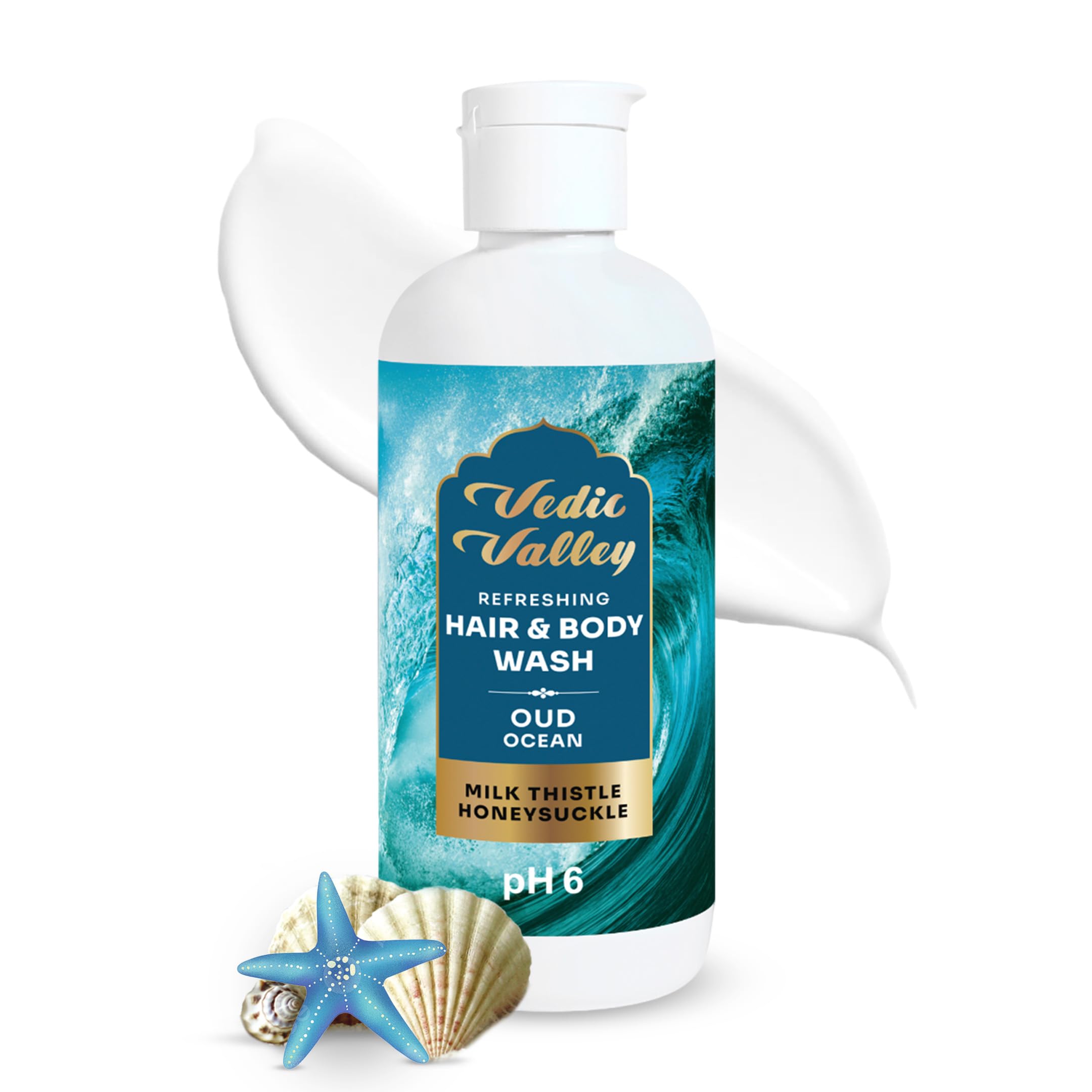 Vedic Valley Oud Ocean Hair & Body Wash With Milk Thistle And Honeysuckle | Paraben Free Body Wash For Men & Women Helps Reduce 