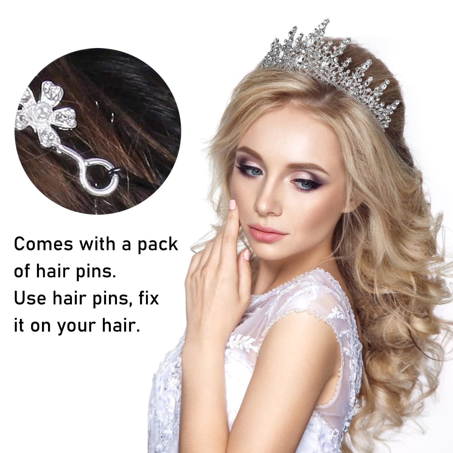 COCIDE Silver Tiara and Crown for Women Crystal Queen Crowns Rhinestone Princess Tiaras for Girl Bride Wedding Hair Accessories