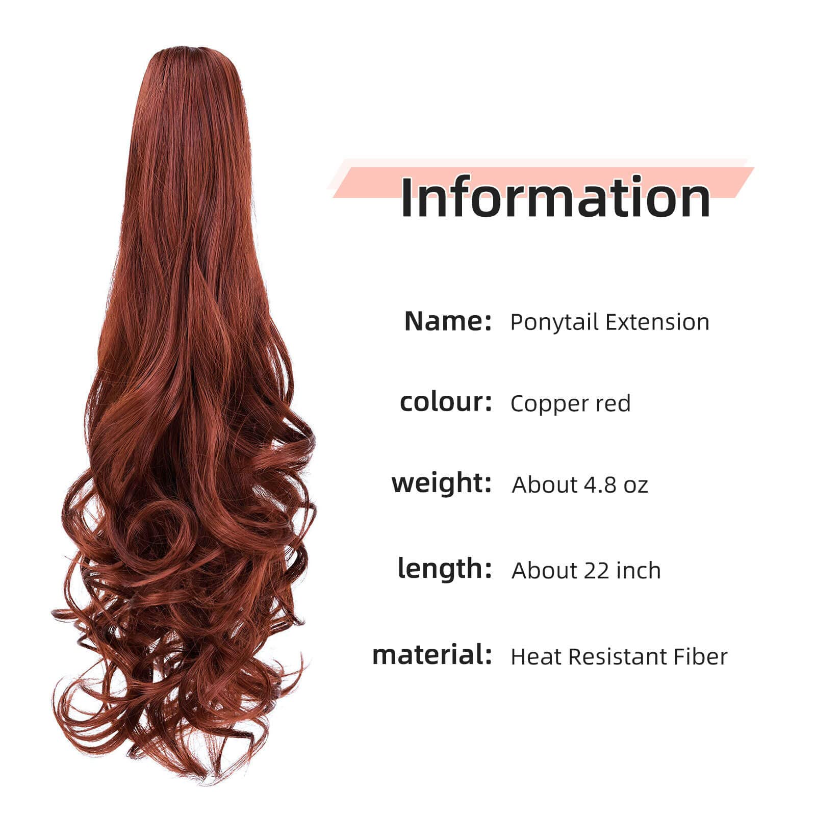 Heweicsy Ponytail Extensions,Hair Extension Ponytail 22'' Long Claw Hair Extension Synthetic Curly Wavy Hairpieces Ponytail Clip