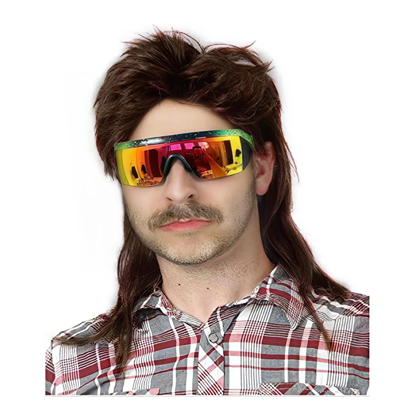 Traqur Mullet Wigs for Men Joe Dirt Emo Wig 80s 90s Costumes Fancy Party Accessory Cosplay Wig Halloween Man x (Dark Brown)