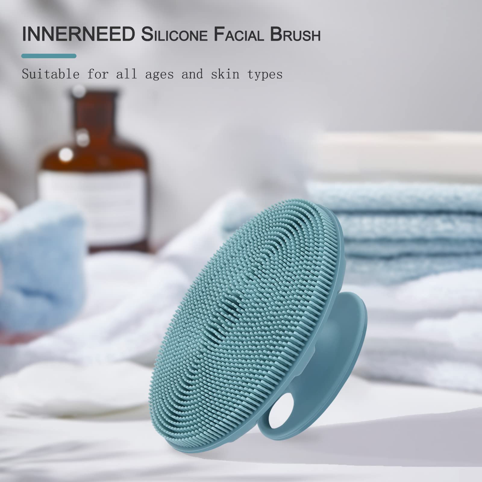 INNERNEED Silicone Face Scrubber, Exfoliating Brush Manual Handheld Facial Cleansing Brush Blackhead Remover, Food-grade Soft Br