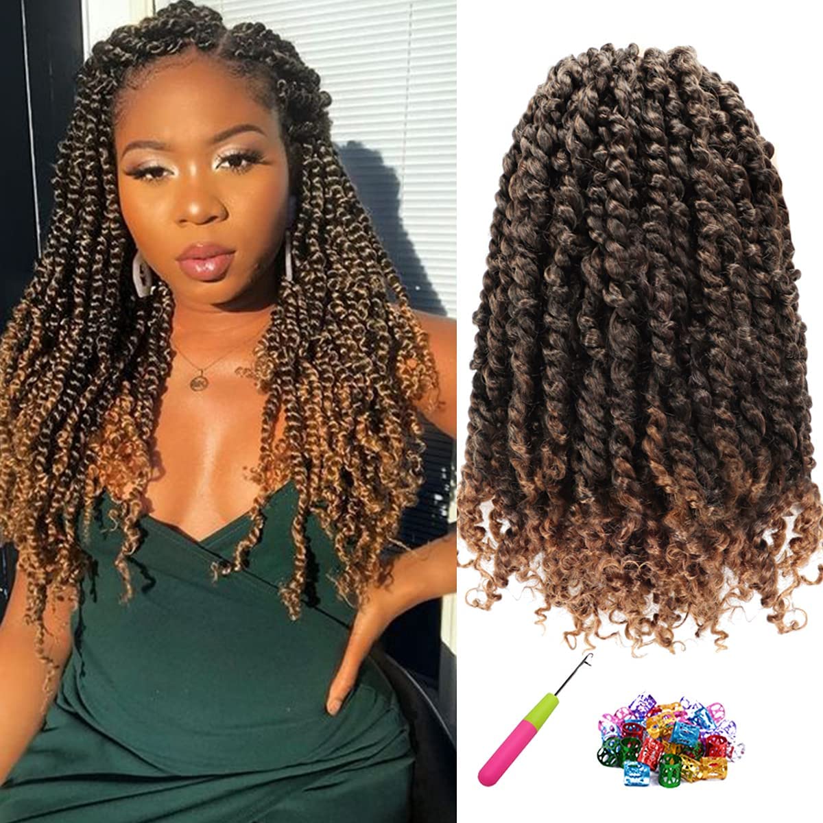 8 Packs Passion Twist Hair 14 Inch Pre-Twisted Passion Twist Crochet Hair Pre-Looped Crochet Braids For Women Passion Twists Bra