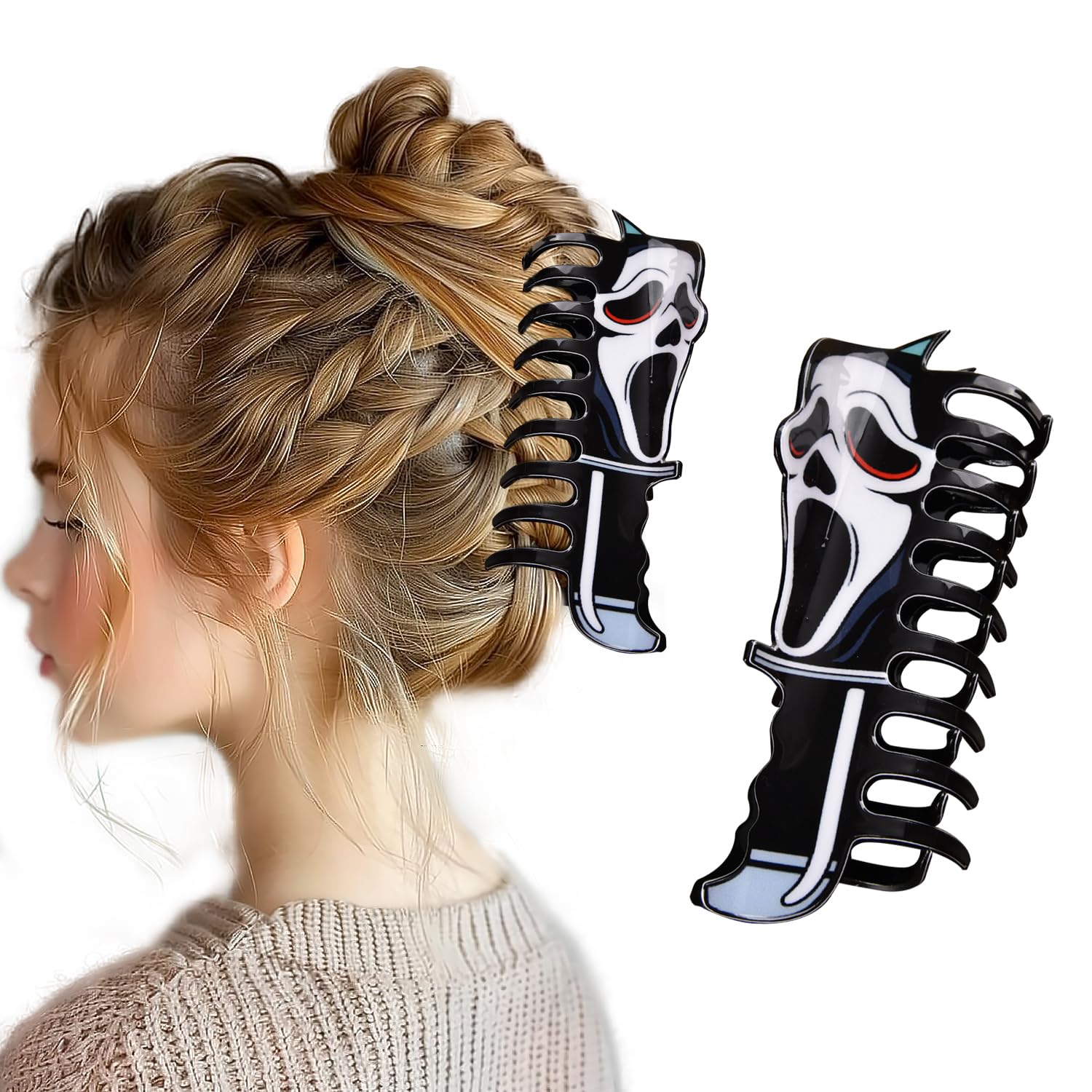 1 Pcs Halloween Hair Clips White Cute Ghost Hair Claw Clips Acrylic Claw Clips Gothic Grace Design Hair Barrettes Cute Ghost Hai