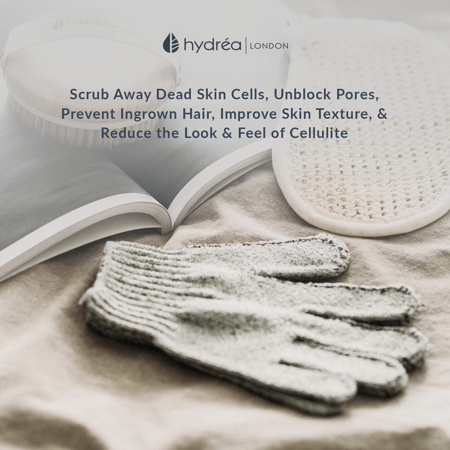 Hydrea London Exfoliating Gloves - Carbonised Bamboo Face Exfoliator & Body Scrubber For Men & Women - Deep-Cleansing & Smoothin