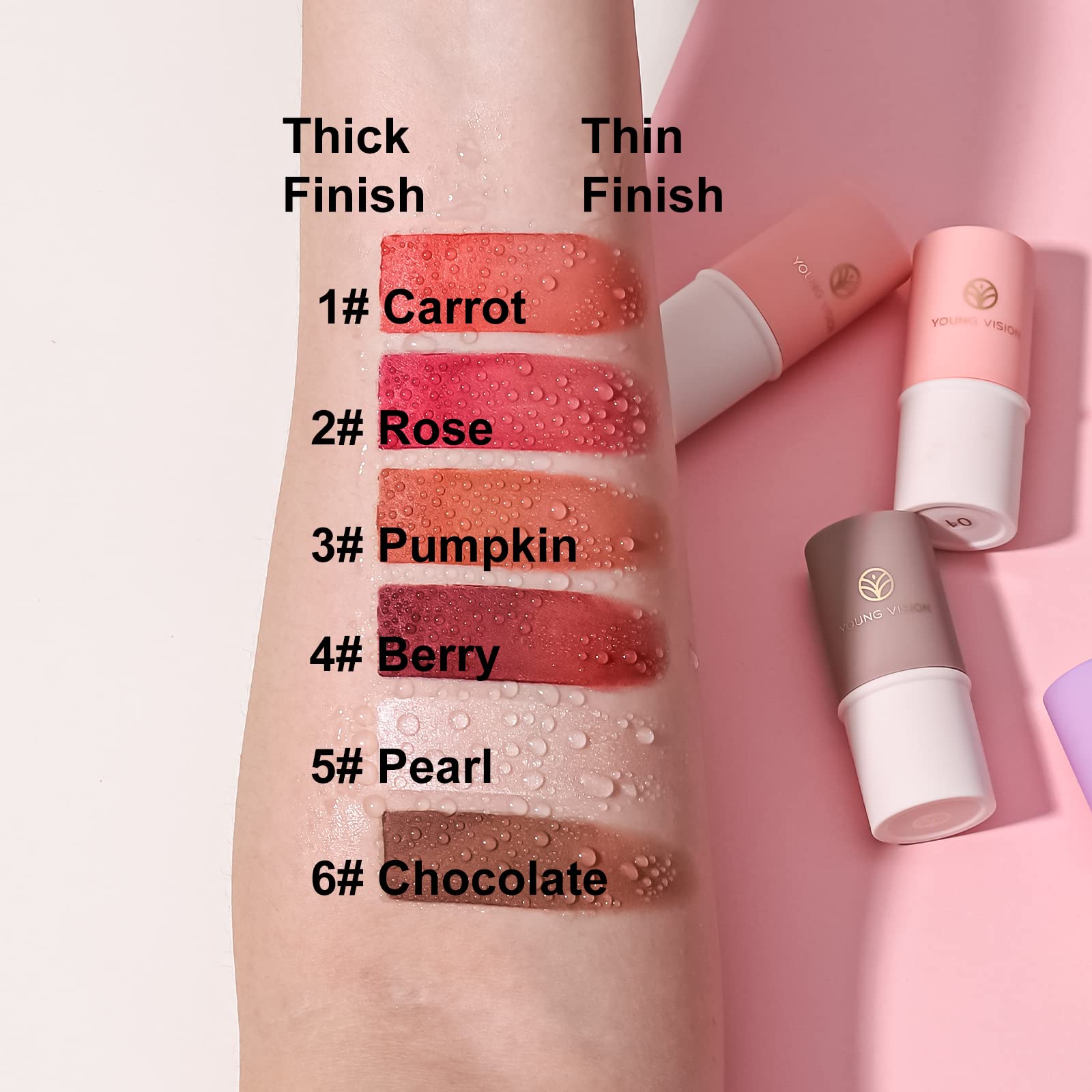 Young Vision Cream Contour Sticks Collection, 6 Colors Face Blush, Bronzer And Highlighter Makeup Set, Putty Blush Palette, Blen