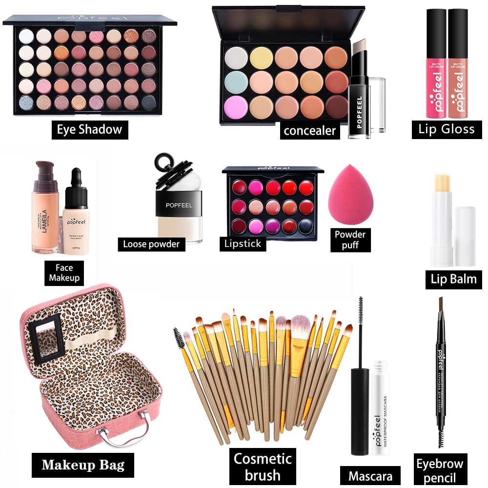 All In One Makeup Kit For Women Full Kit Makeup Set For Girls Teens Eyeshadow Palette, Lip Gloss, Lipstick, Foundation, Mascara,