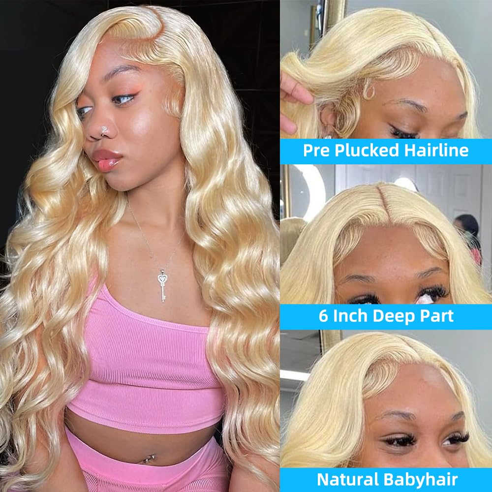 Avolo 613 Lace Front Wig Human Hair 13X6 Transparent Lace Blonde Lace Front Wigs Human Hair 613 Body Wave Lace Front Wigs Human