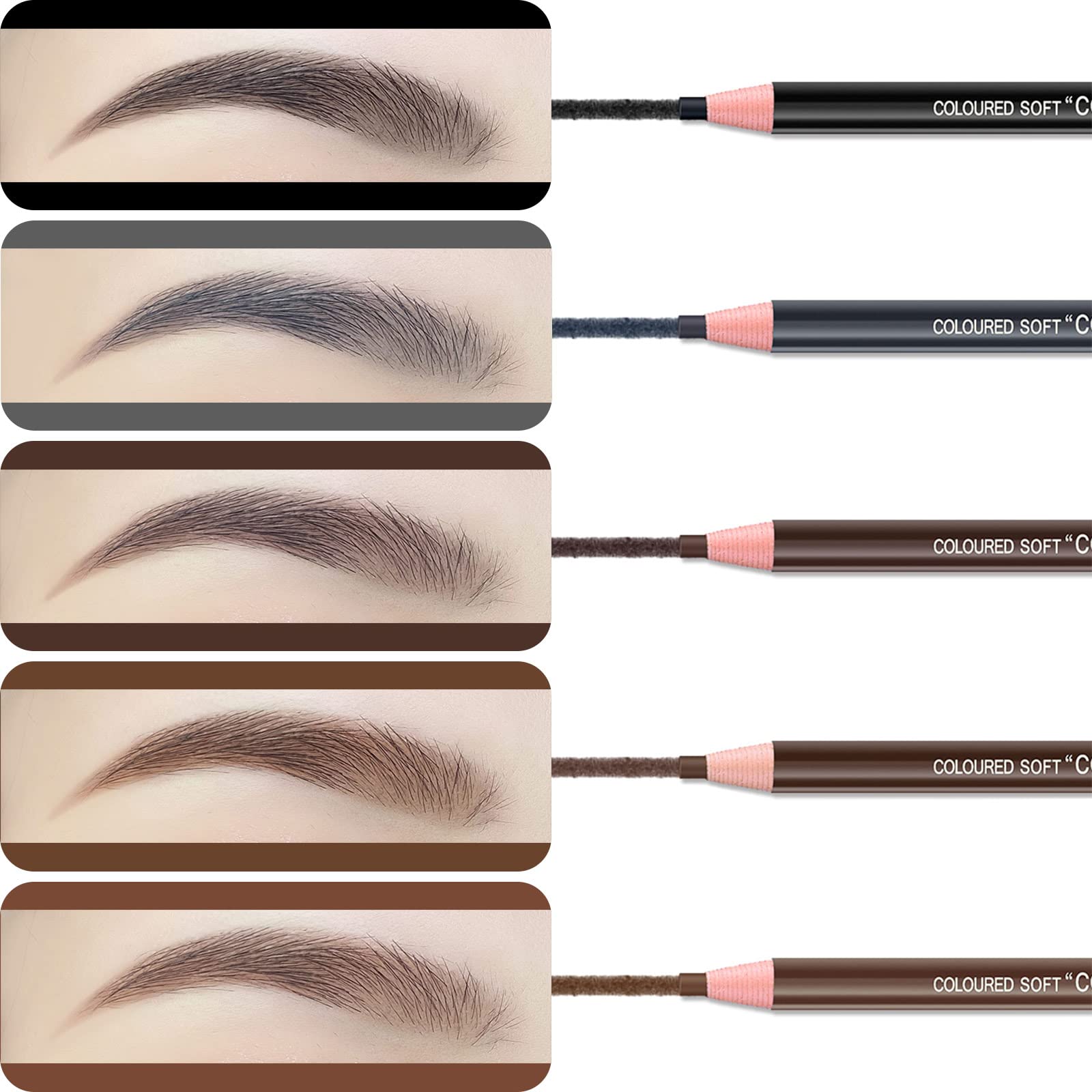 5Pcs Microblading Pencil Waterproof Eyebrow Peel-Off Pencil Pull Cord Microblading Supplies Brow Lamination Pencil Set For Marki
