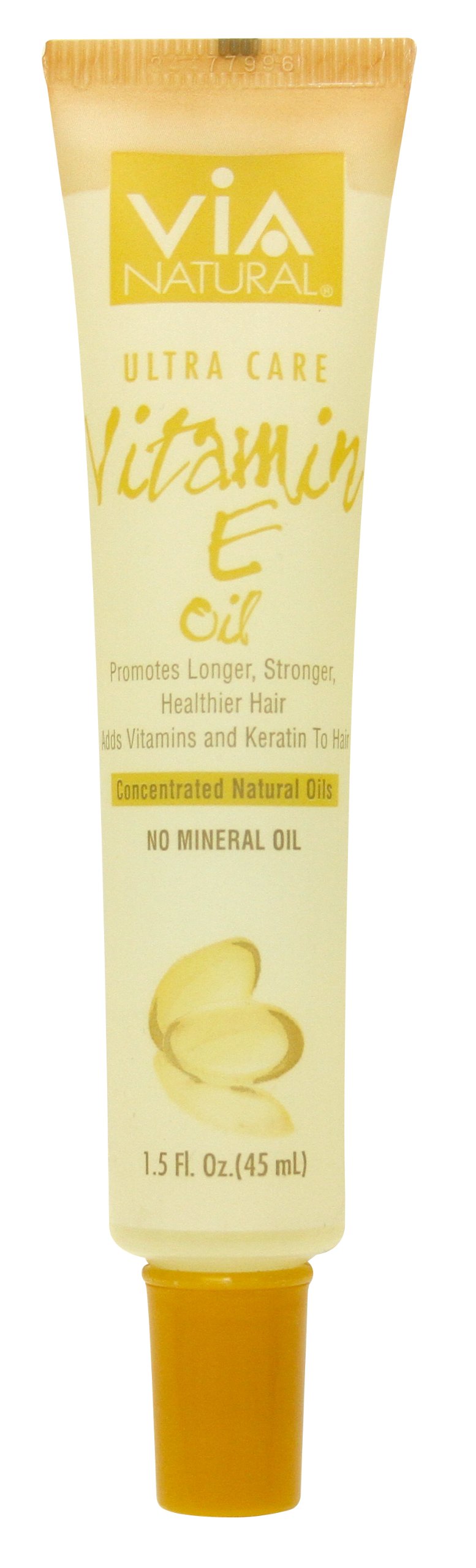 VIA Natural Ultra Care Vitamin E Oil Concentrated Natural Oil 1.5oz  Promotes Longer, Stronger, Healthier Hair, Adds Vitamins a