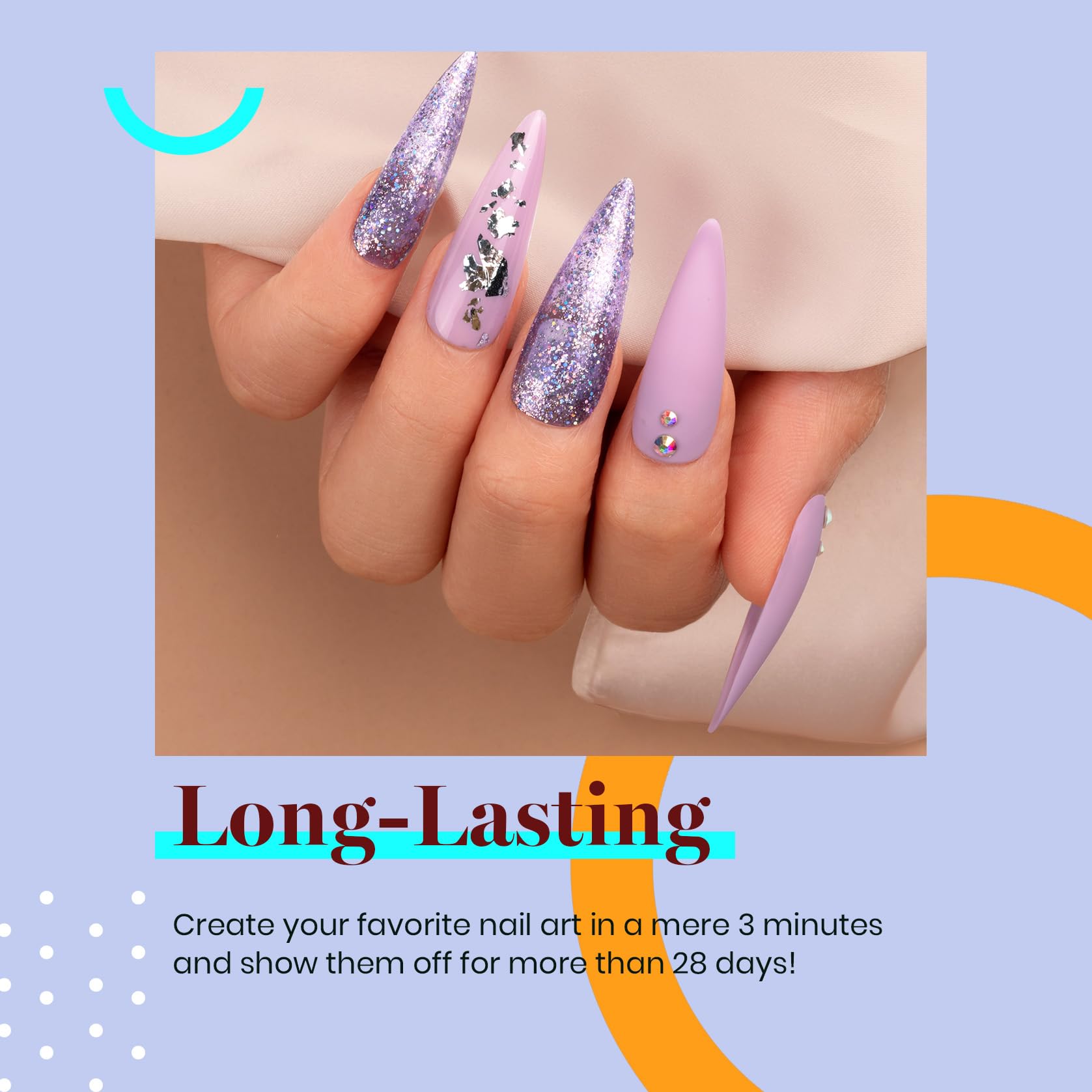 Beetles Purple Gel Nail Polish Set, 6 Colors Gel Polish Purple Glitter Pastel Pink Lavender Nail Polish Soak Off U V Led Gel Nai