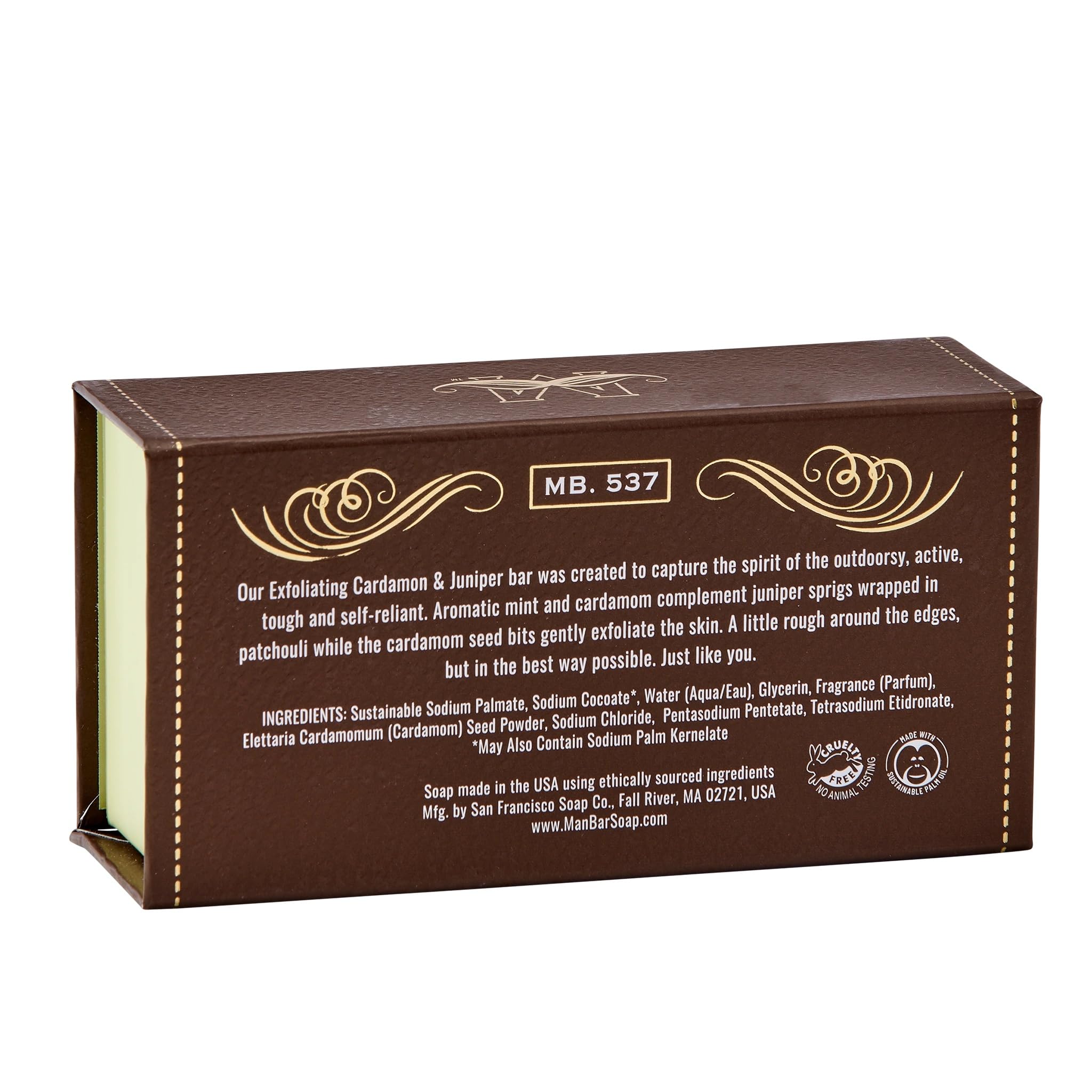 San Francisco Soap Company Peppered Cardamom and Juniper Man Bar - EXFOLIATING - No Harmful Chemicals - Good for All Skin Types