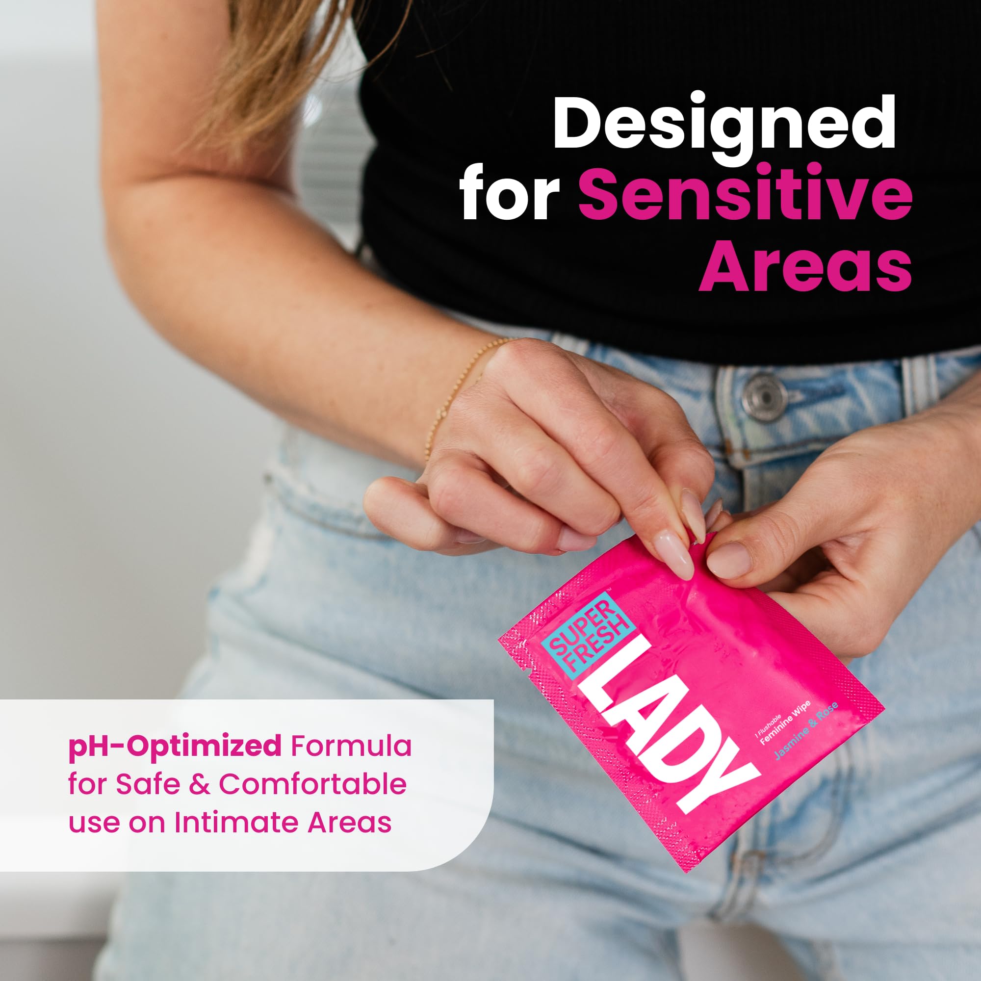 Lady Parts Feminine Wipes - Flushable Wet Wipe For Women - Ph Optimized For Privates, Body, Booty, & Face - Good For Travel & In