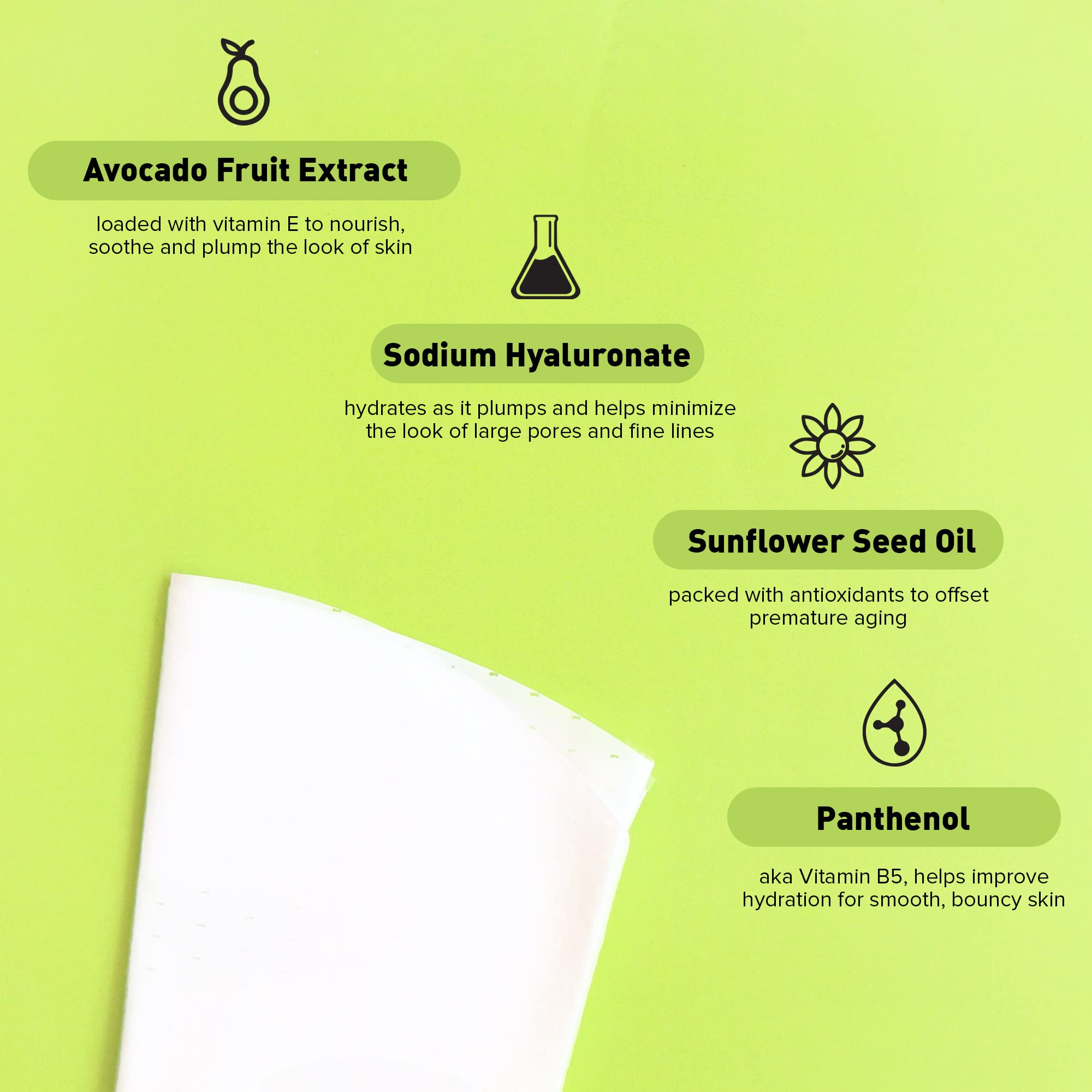 Avatara Juicy Avobravo Soothing Facial Mask 15 Sheets, Beauty And Skincare Sheet Masks, Avocado Extracts And Clean, Natural Ingr