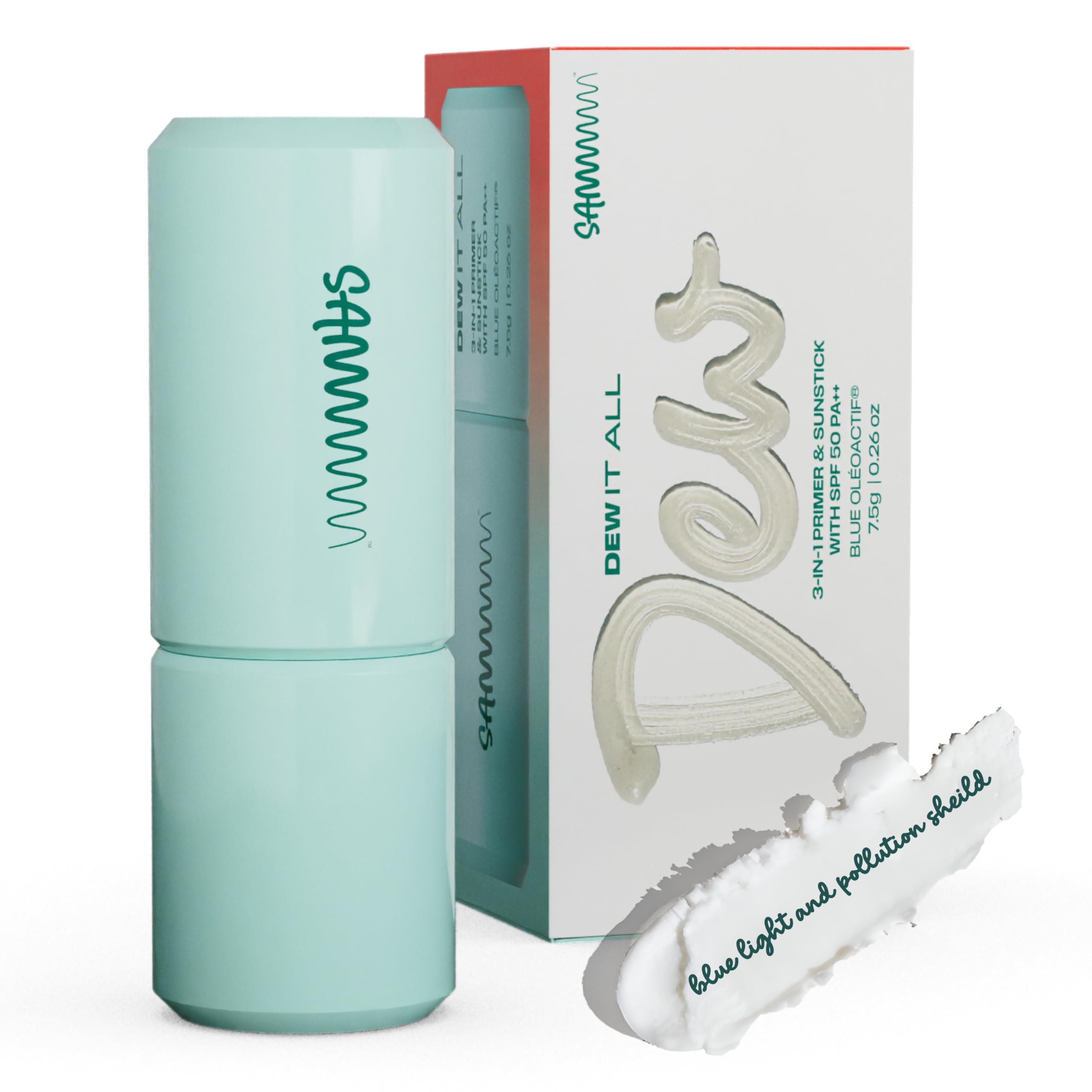 Sammmm Dew It All 3In1 Primer & Sunstick Spf 50 Pa++(7.5G) | TravelFriendly, Hydrating Primer For Face | Provides Blue Light 