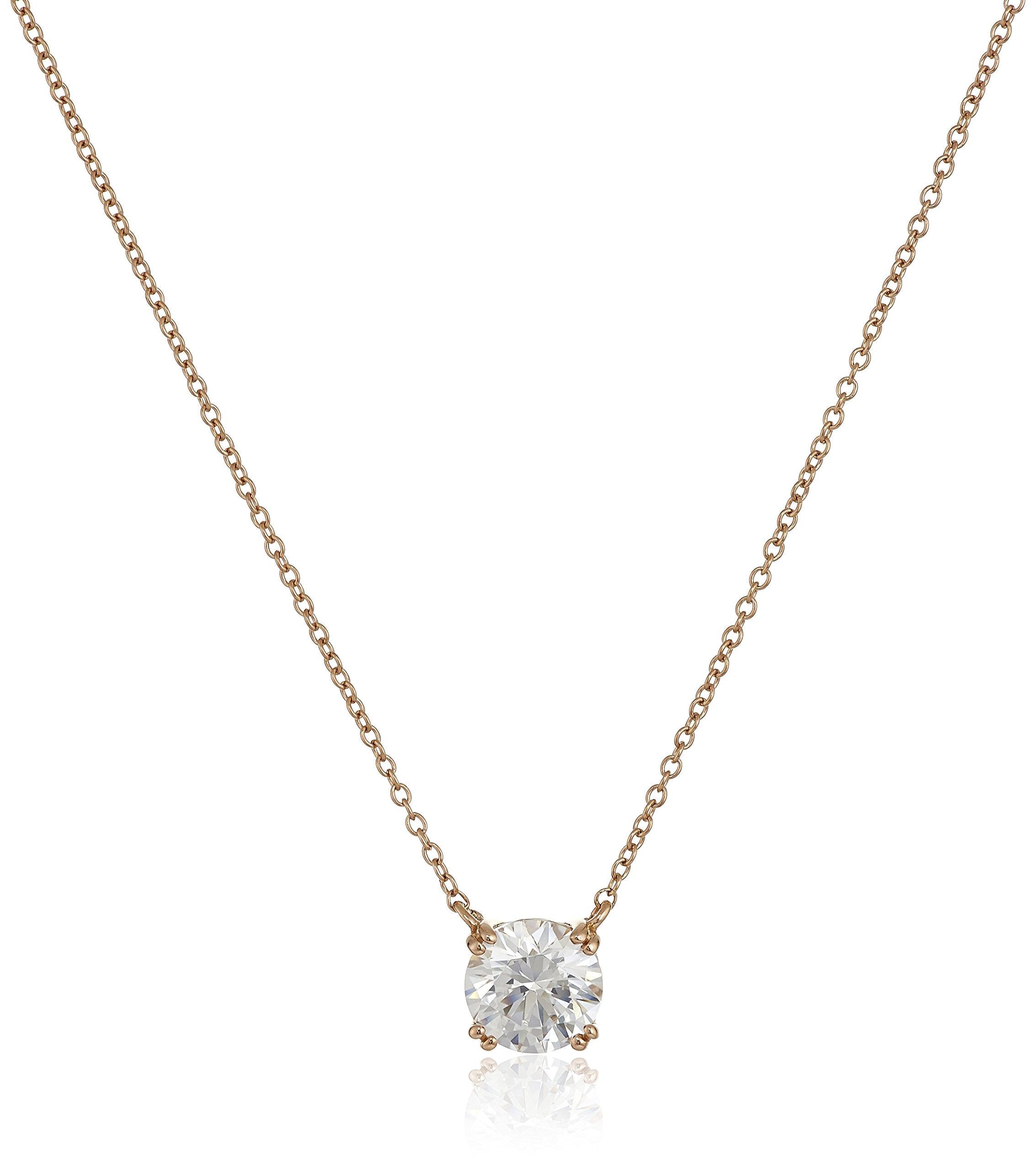 Amazon Essentials Rose Gold Plated Sterling Silver Solitaire Pendant Necklace set with Round Cut Infinite Elements Cubic Zirconi