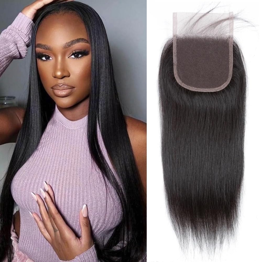 Selina Straight 4x4 HD Lace Closure Human Hair Brazilian Virgin Hair Free Part Natural Black Color 14 Inch