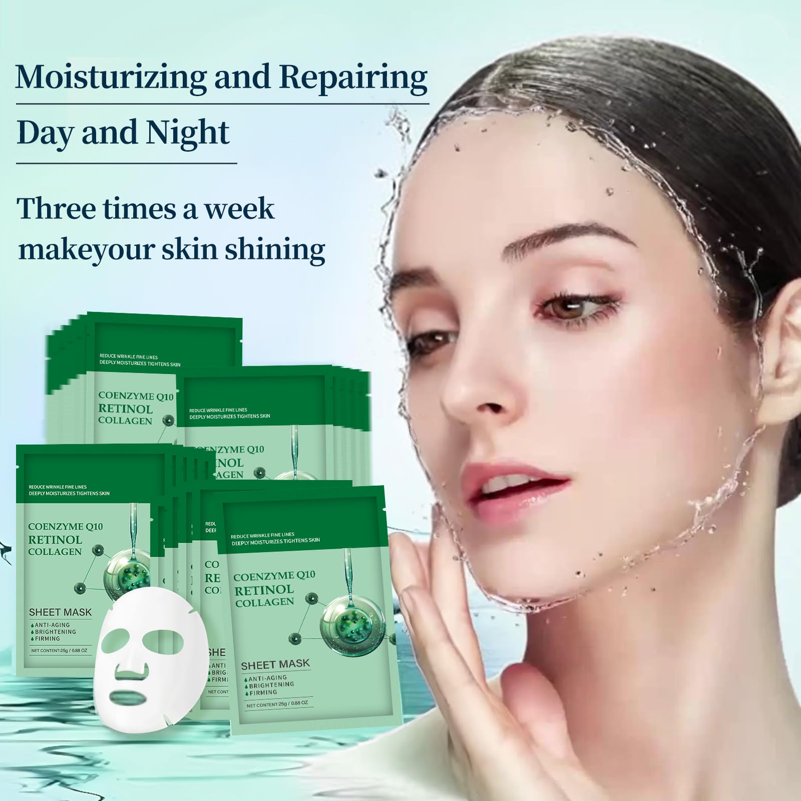 Collagen Face Sheet Mask Anti Aging Face Mask Skin Care Face Mask Sheets Collagen Face Mask Sheets Pack With Retinol Sheet Face