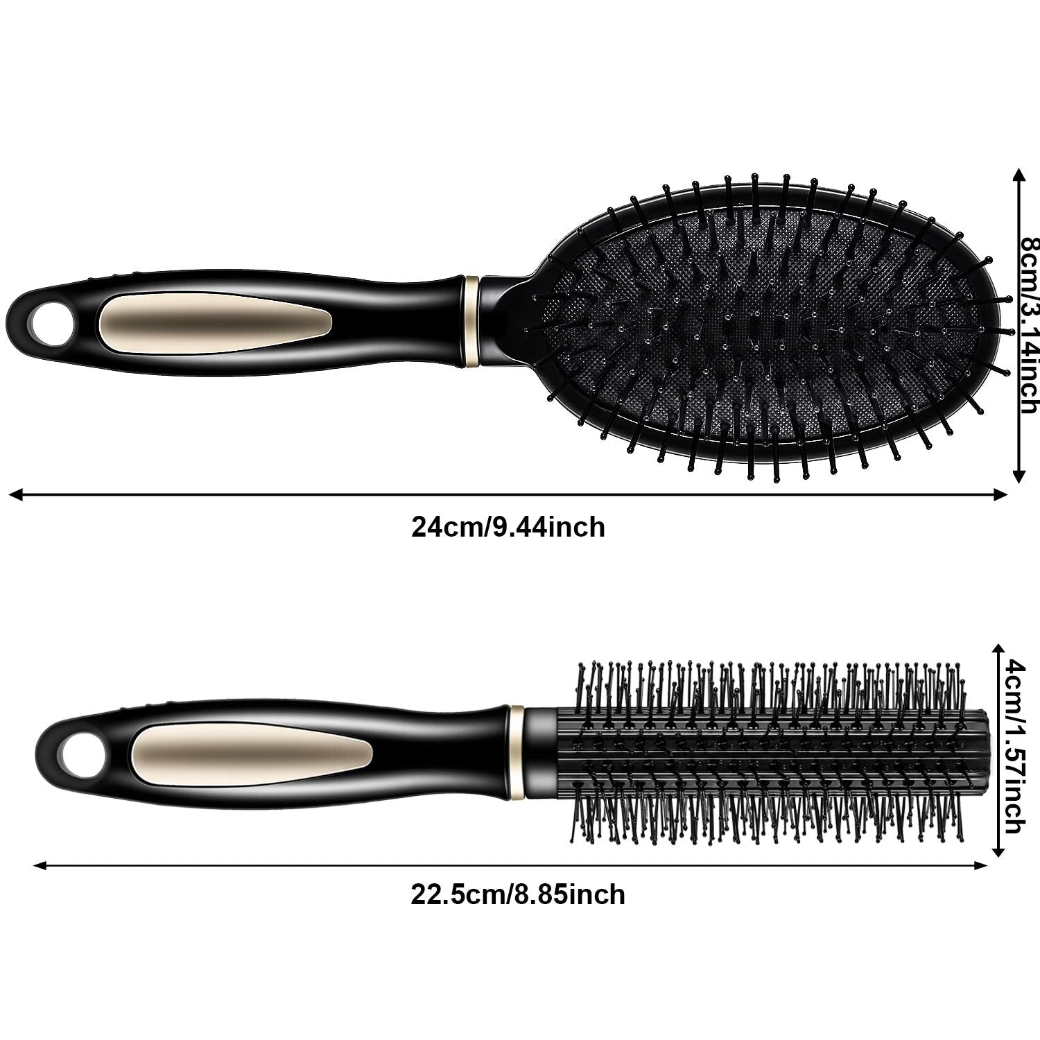 12 Pieces Hair Brush Comb Set Paddle Detangling Hairbrush Massage Roller Black Styling Hair Comb For Women Men Wet Dry Curly Str