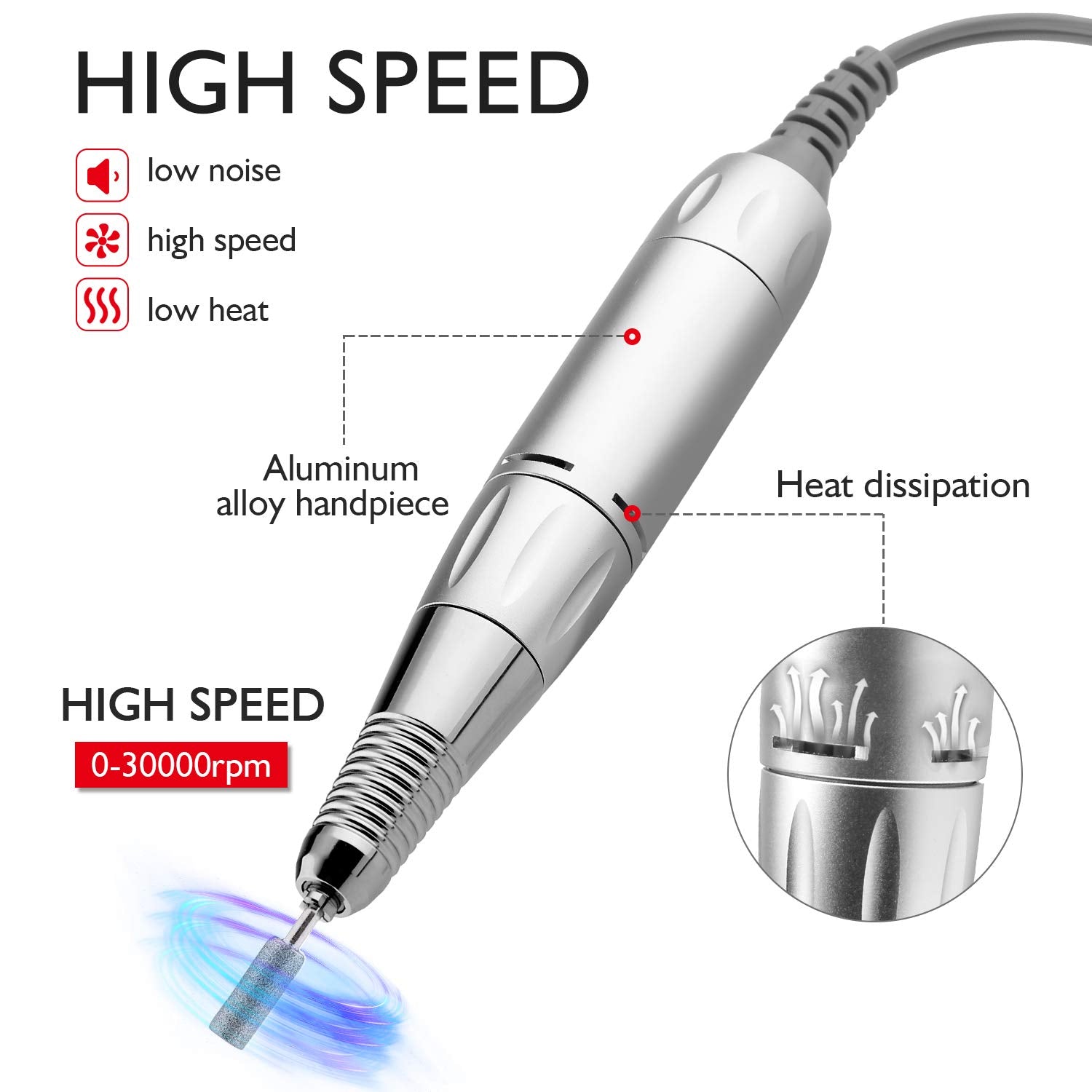 Cordless Nail Drill, Az Gogo 30000Rpm Rechargeable Portable Electric Nail Drill Machine For Gel Acrylic Nails - Efile Manicure/P