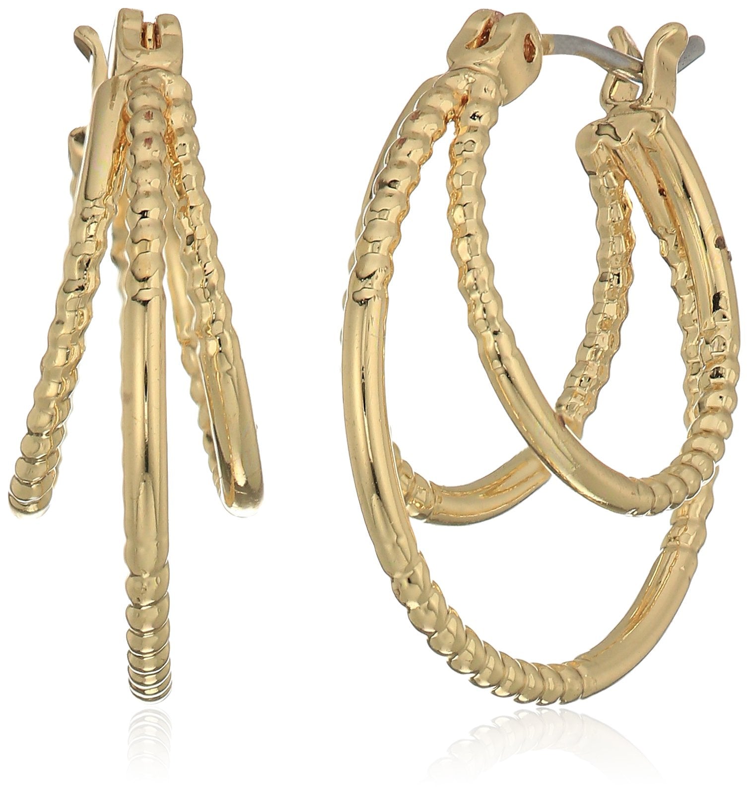 Napier Gold-Tone Double Clickit Hoop Earrings