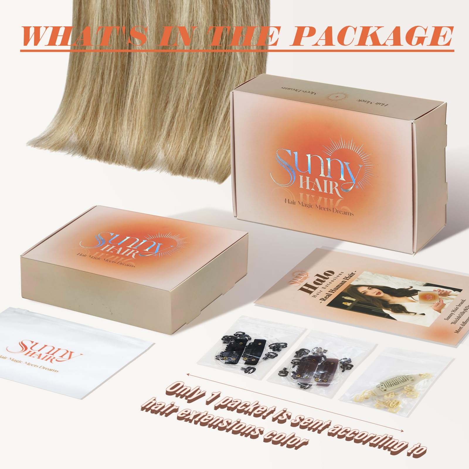 Sunny 95g Wire Hair Extensions Blonde Clip in Hair Extensions Real Human Hair with Transparent Wire Strawberry Blonde Highlights