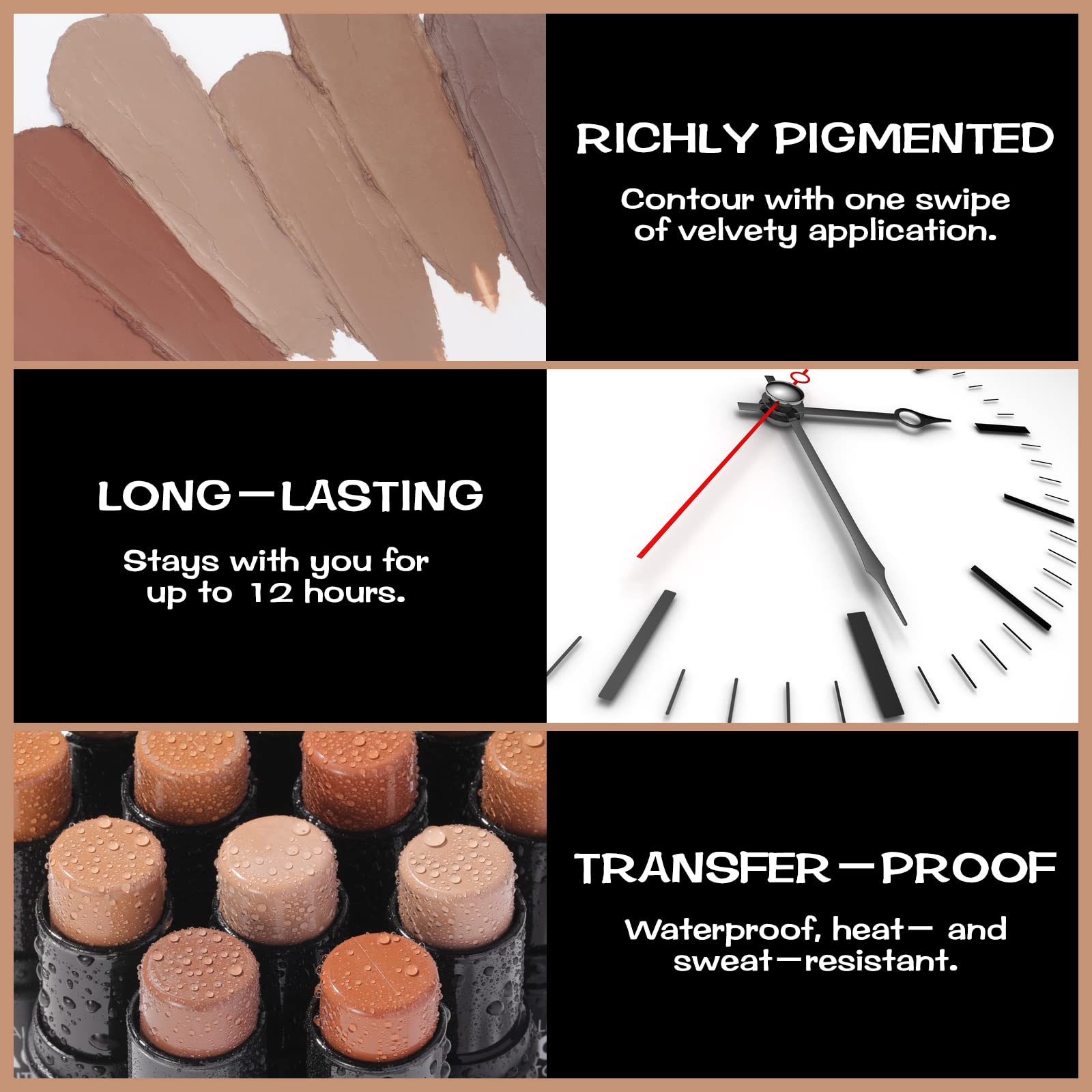 Focallure Cream Contour Stick, Matte Bronzer Stick, Professional Face Shaping & Contouring Stick Makeup, Easy To Apply With Buil