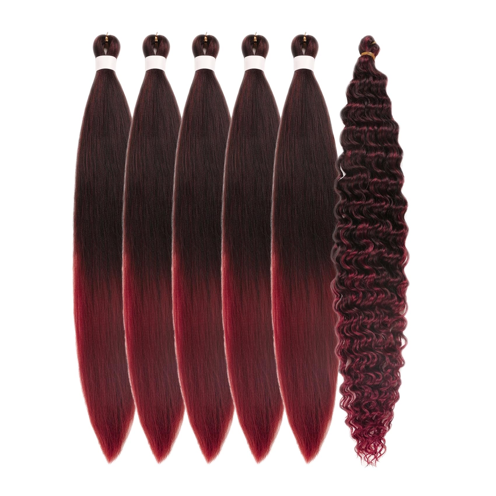 Black to Burgundy Boho Braiding Hair Synthetic 1B/900# Deep Wave Boho Braids Hair for Braiding Bohemian Knotless Braiding Hair P