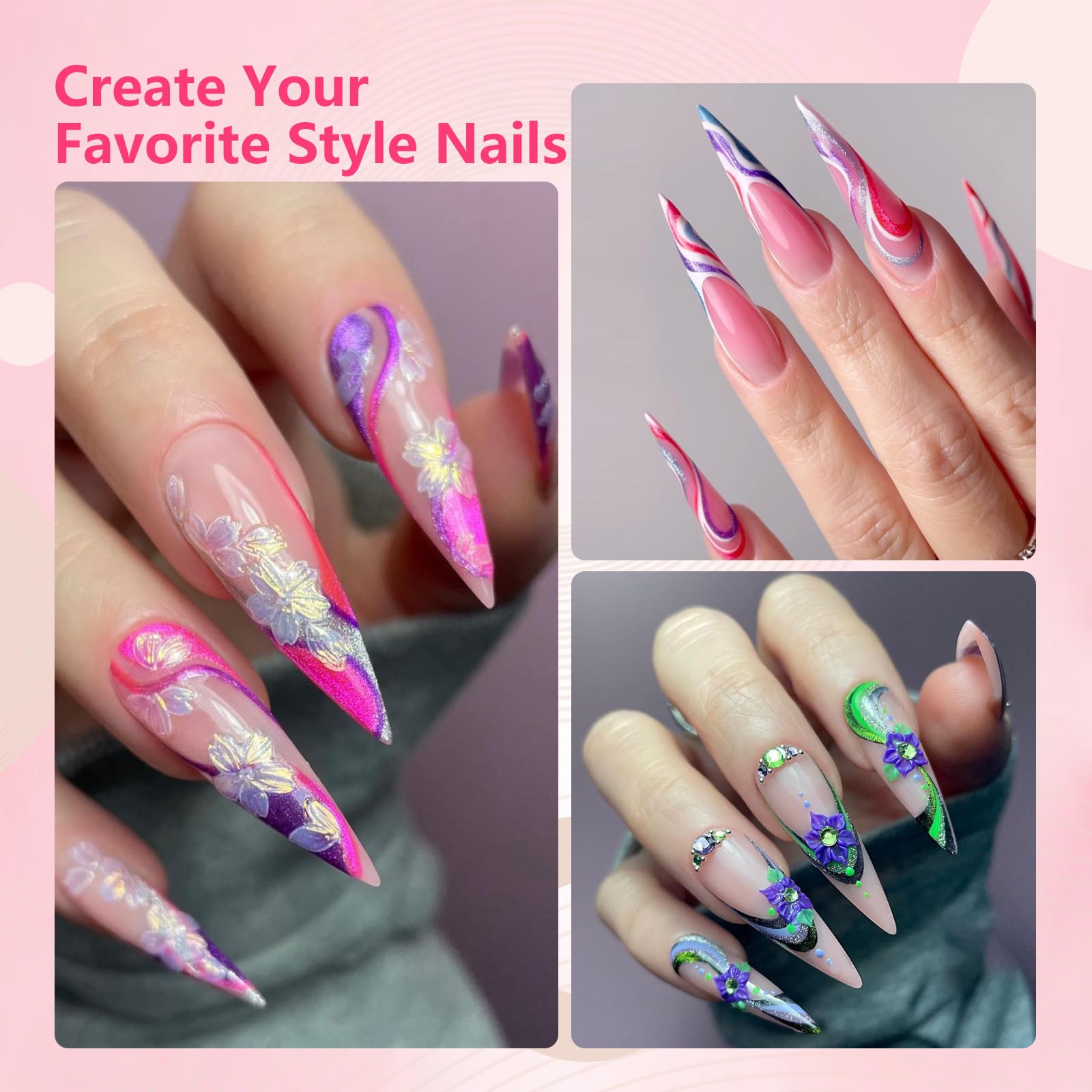 Quaferen Xl Stiletto Nail Tips,504Pcs No C Curve Nail Tips For Acrylic Nails, Clear Nail Tips Stiletto, Half Cover Almond Nail T