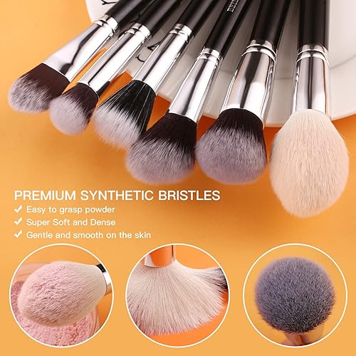 Beili Makeup Brushes 20Pcs Makeup Brush Set Natural Goat Hair Premium Synthetic Kabuki Foundation Face Powder Fan Contour Concea