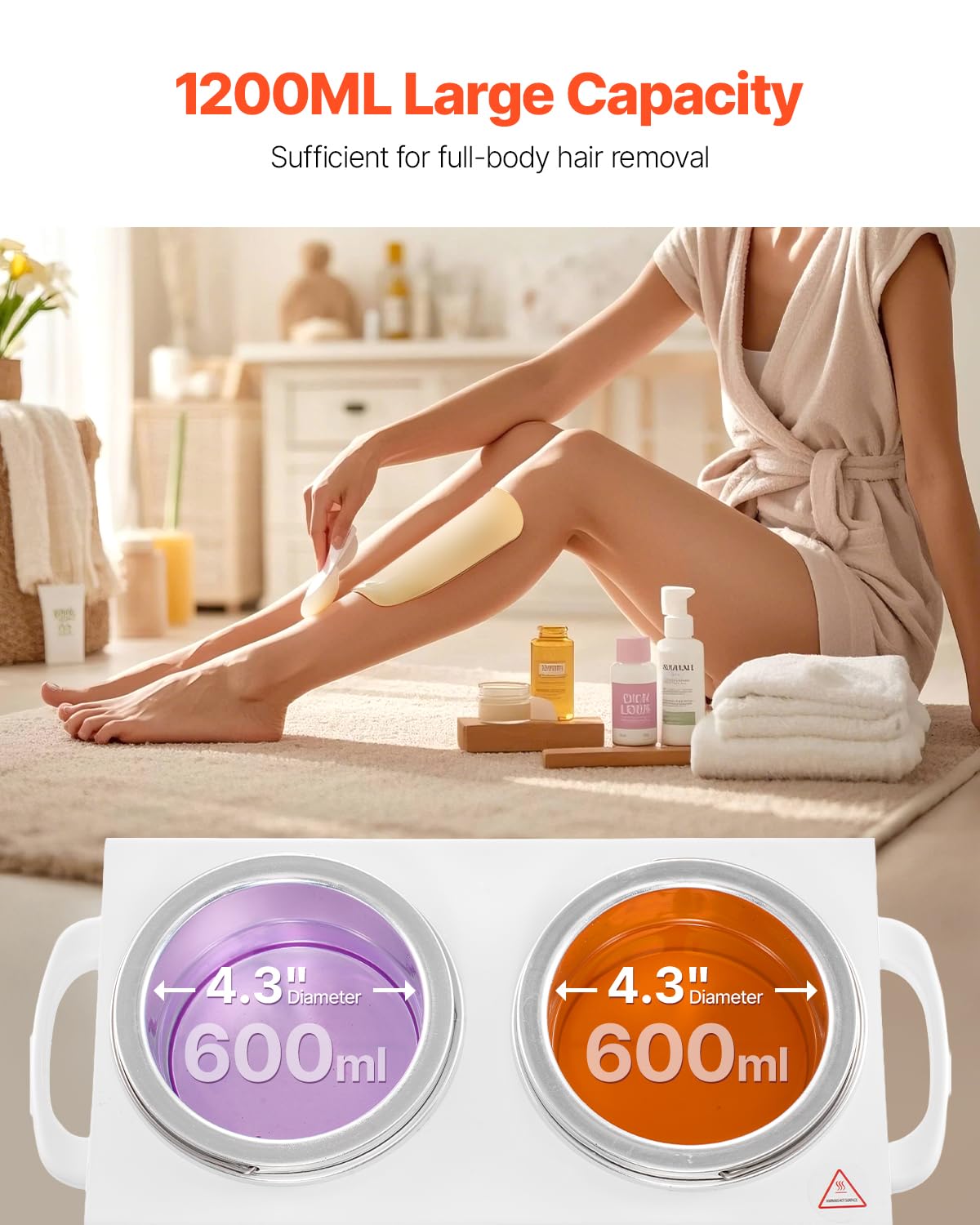 VEVOR Double Wax Warmer, 1200ML Professional Dual Wax Warmer for Hair Removal, 32 ? - 212? Adjustable Electric Waxing Heater Pot