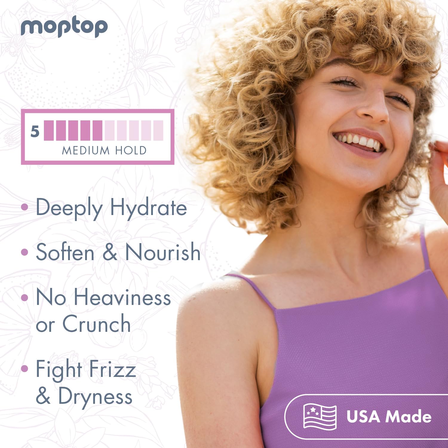 MopTop Curl Custard Gel for Fine, Thick, Wavy & Kinky-Coily Hair - Anti Frizz Moisturizer, Curl Definer & Lightweight Activator