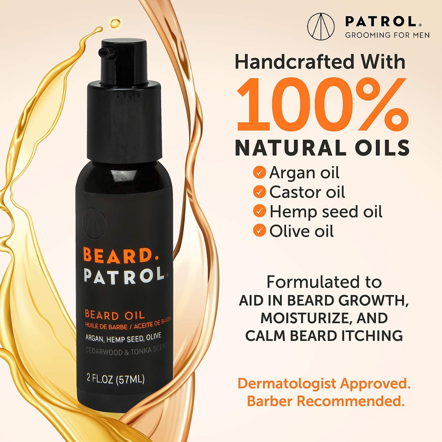 Beard Patrol Men's Beard Oil - Softens, Smooths & Strengthens Beard Growth - Grooming Beard and Mustache Maintenance Treatment -