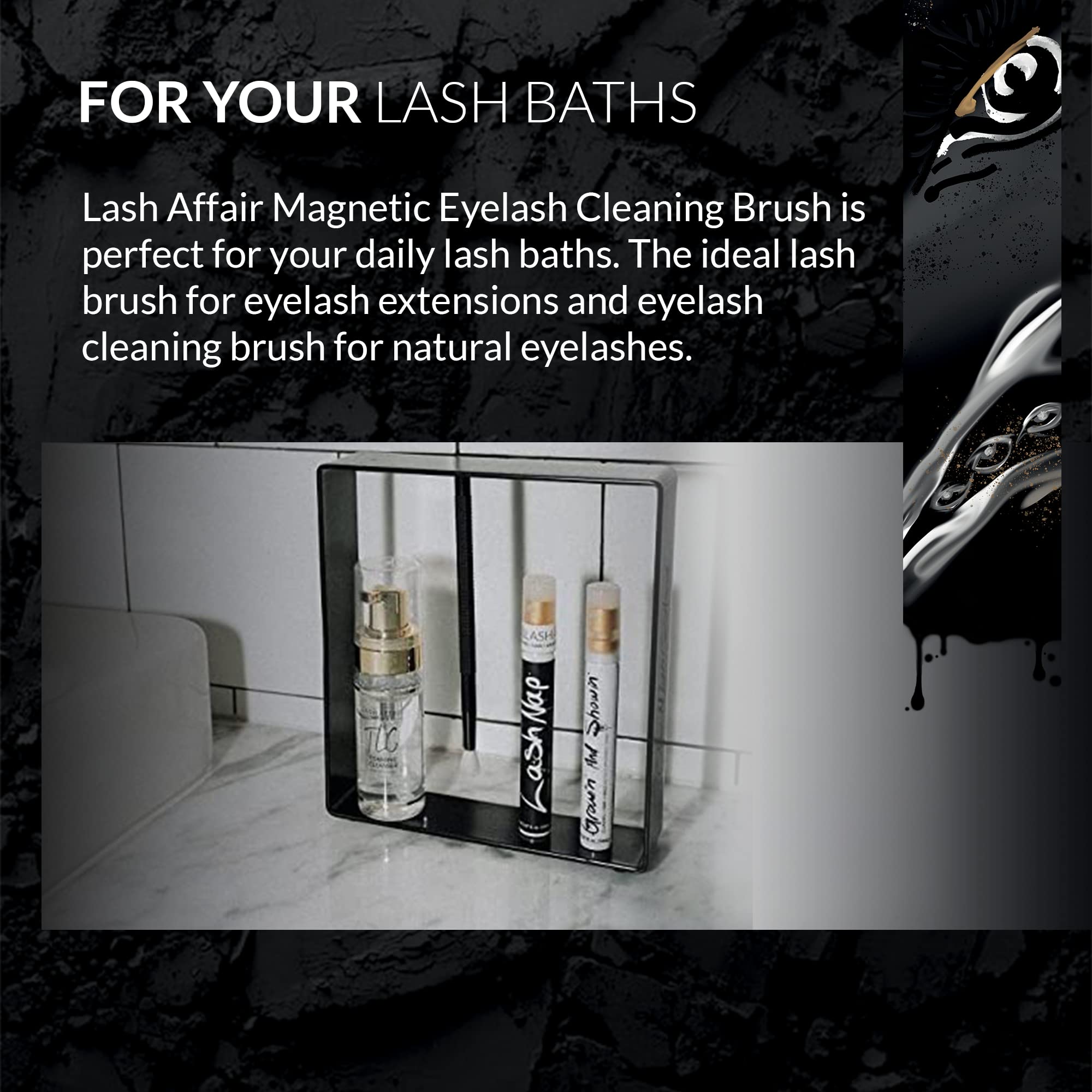 Lash Affair One Night Stand Magnetic Lash Brush Holder Stand With Lash Shampoo Cleansing Brush, Lash Supplies Beauty Product Cos