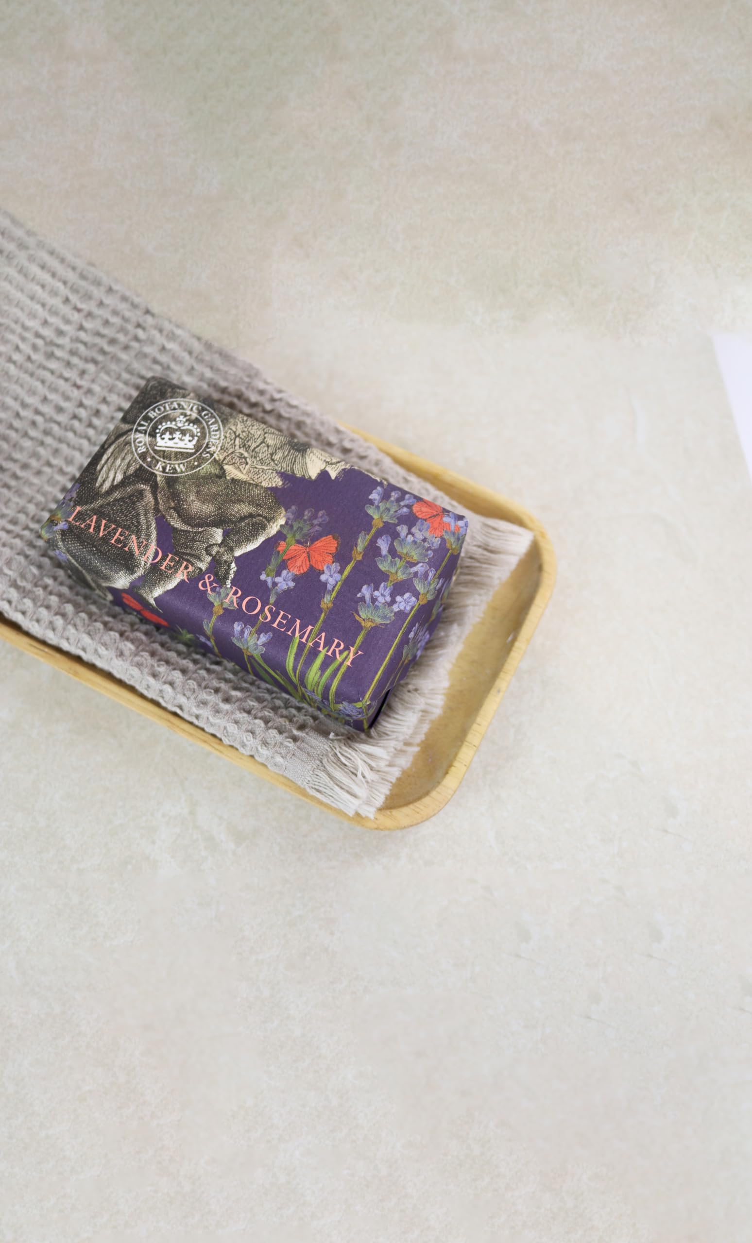 The English Soap Company Royal Botanical Gardens Kew Wrapped Soap Bar, Luxury Lavender Shea Butter Soap Bar, Moisturising Soap B