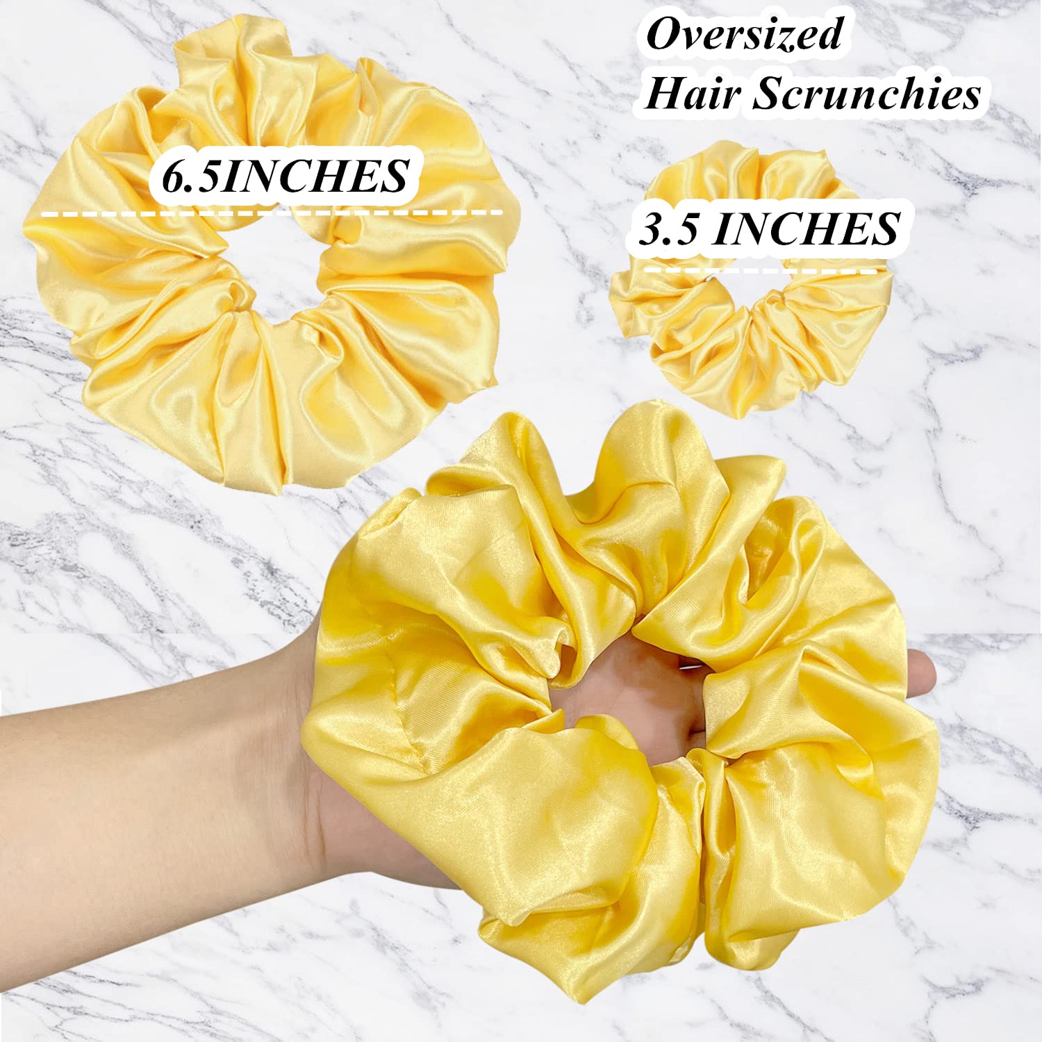 YANRONG 16CM/6.3 Inch Oversize Hair Scrunchies For Women Silk Satin Scrunchy Hair Ties Elastic Ponytail Holder For Lady Fashion
