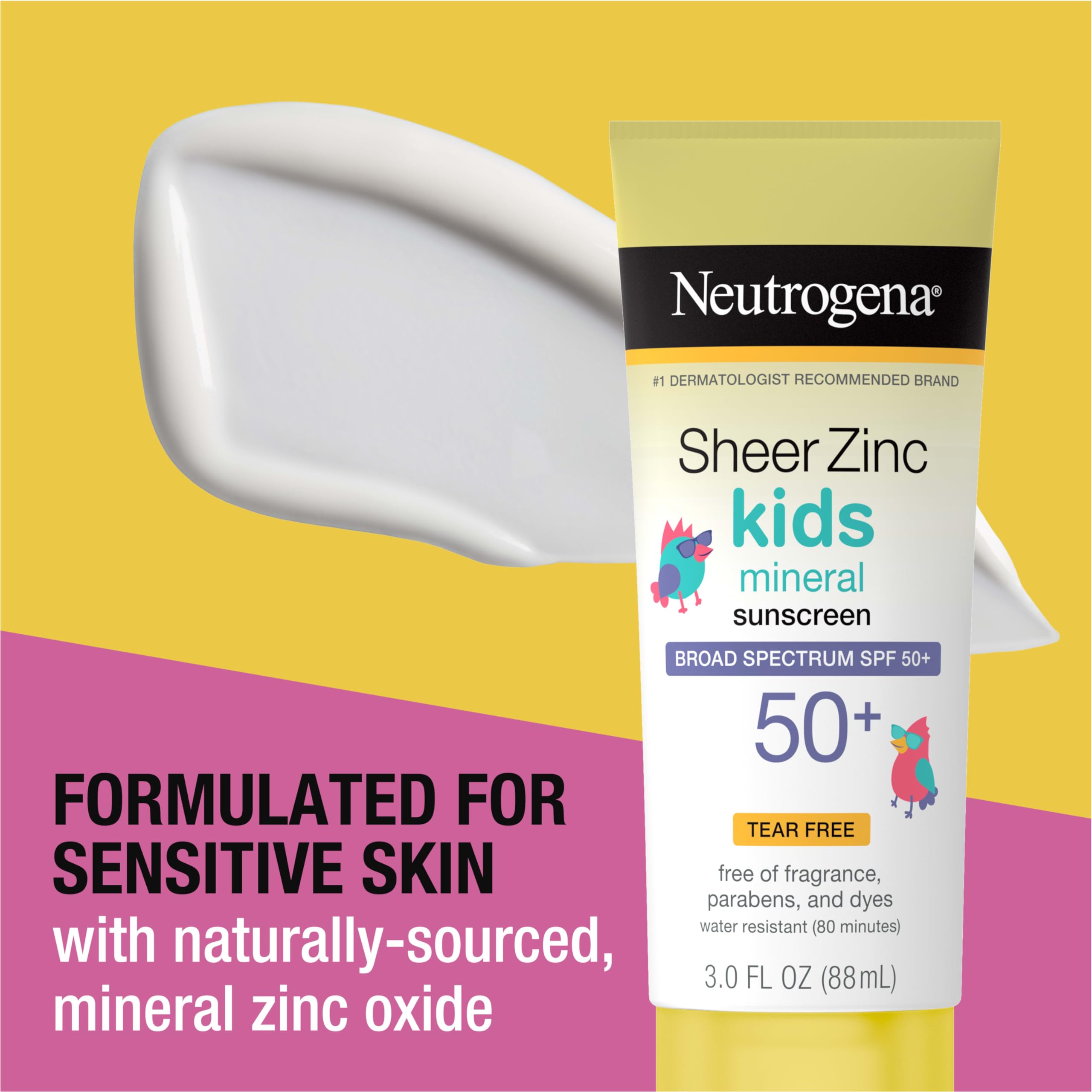 Neutrogena Sheer Zinc Oxide Kids Mineral Sunscreen Lotion, Broad Spectrum Spf 50+ With Uva/Uvb Protection, Water-Resistant For 8