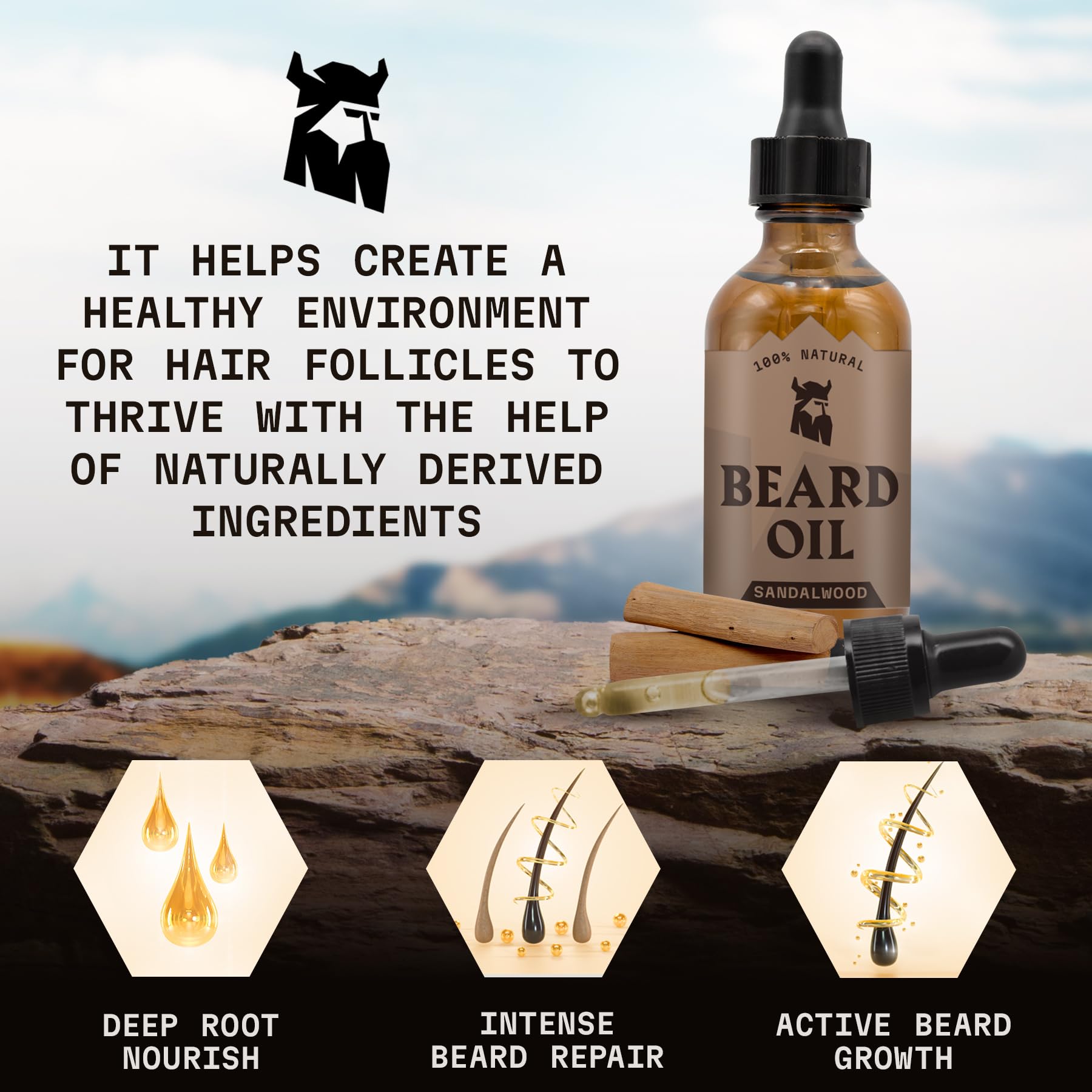 Striking Viking Scented Beard Oil Conditioner For Men - Natural Organic Formula With Tea Tree, Argan And Jojoba Oils - Softens,