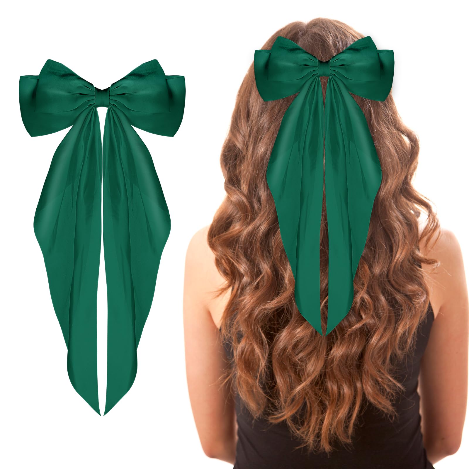WLLHYF Big Bow Barrettes Long Tail French Ribbon Hair Pins Soft Silky Satin Hair Clip Metal Bowknot Clips 90's Accessories for P