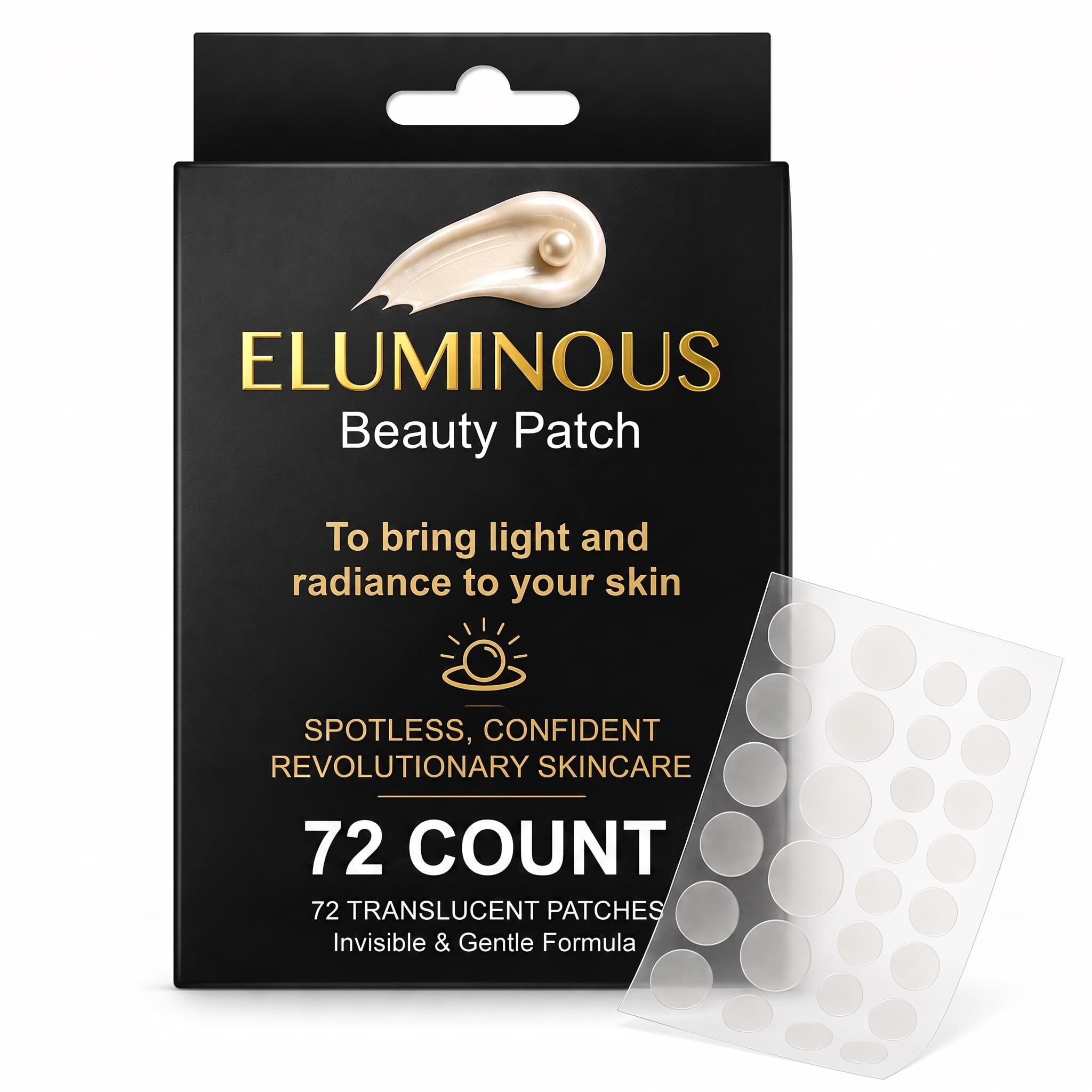 Eluminous Hydrocolloid Acne Patches  72 Count, Ultra Thin Spot Covers with Easy Peel Tabs | Invisible Day & Night Coverage, Rap