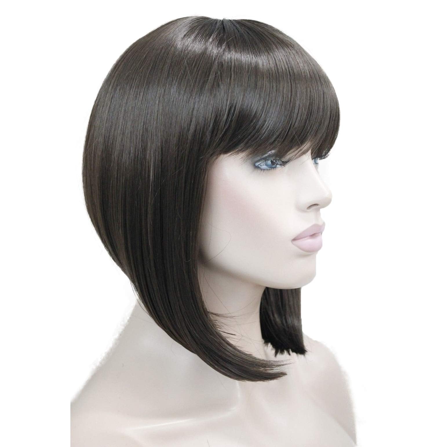 Lydell 10'' Short Straight Bob Wigs No Part Full Synthetic Hair Wig (Chestnut Brown)