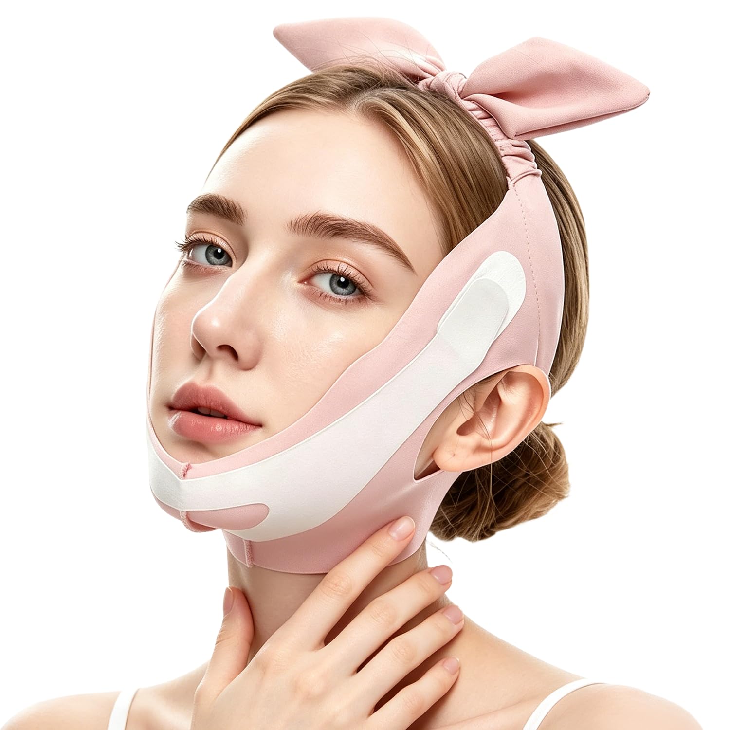 LAOYABB Double Chin Reducer, SkinFriendly & Breathable Chin lifting Mask, Chin Strap for Sleeping with Highly Elastic Fabric, C