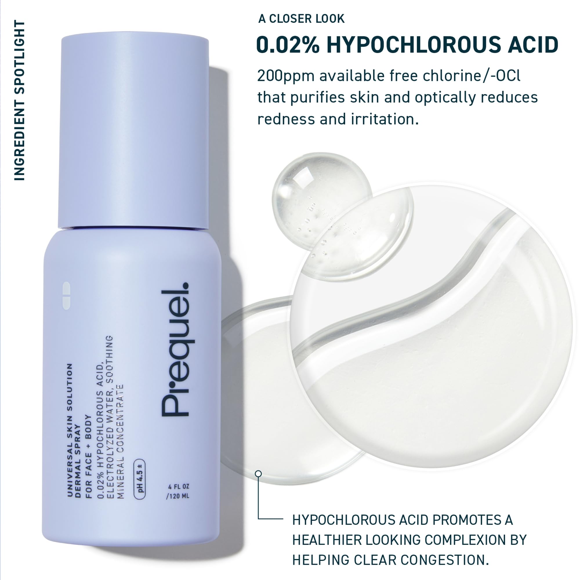 Prequel Hypochlorous Dermal Spray - Soothing Mineral Facial & Body Spr ...
