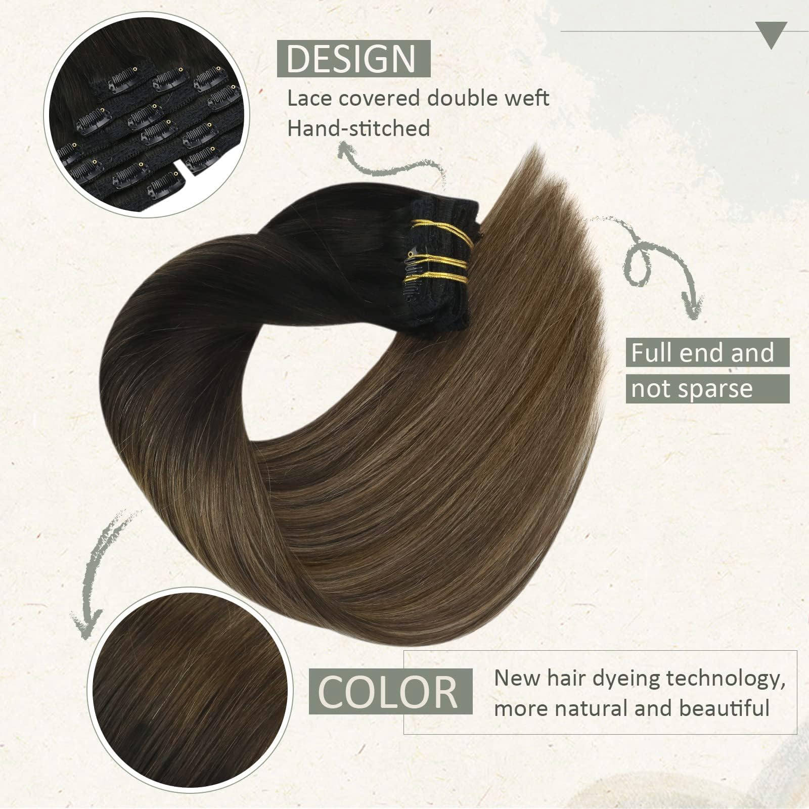 Sunny Human Hair Extensions Clip Ins Ombre Clip In Hair Extensions Black Ombre Dark Brown Mix Caramel Brown Clip In Ombre Hair E