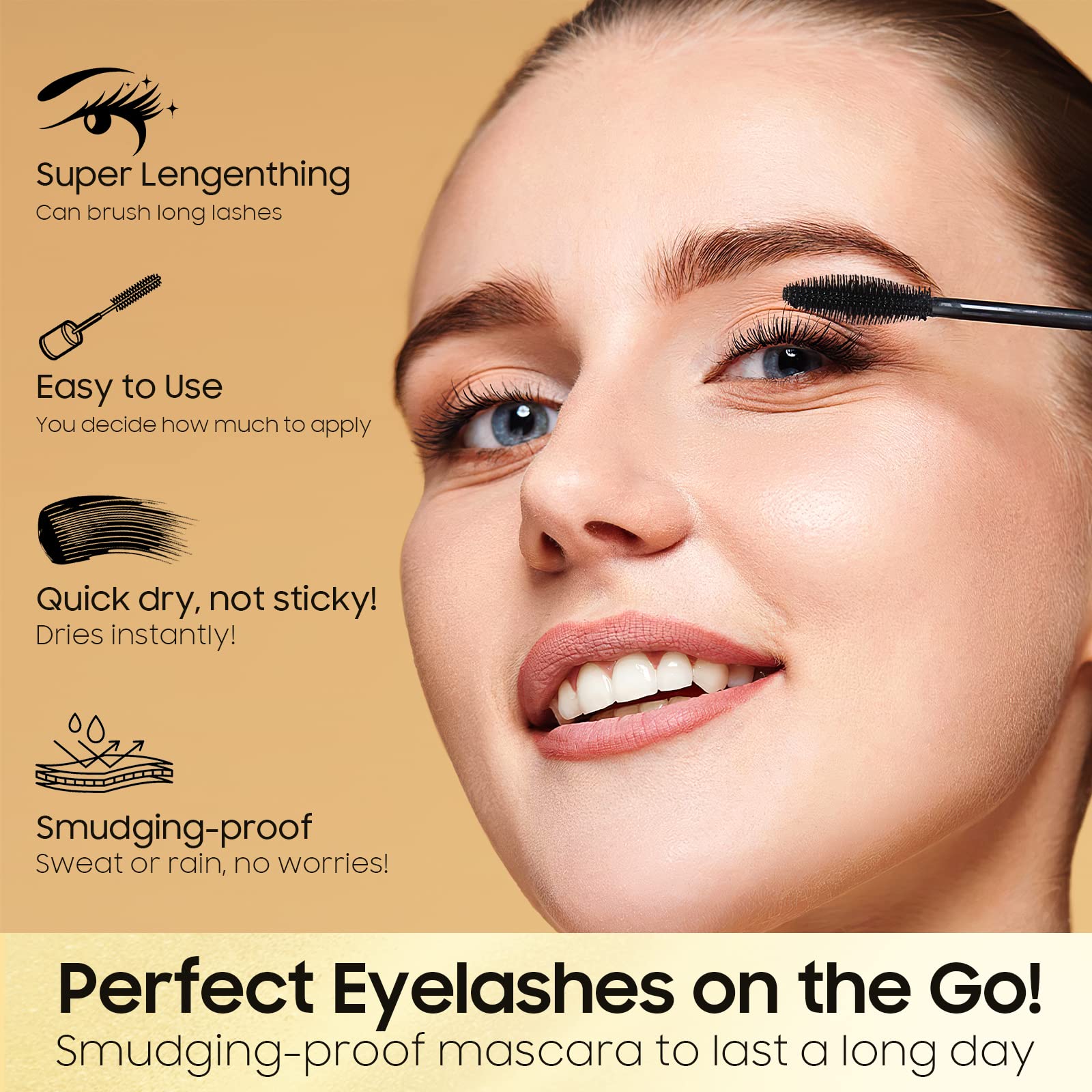 Tubing Mascara Waterproof & Smudge-Proof - 2-1 Long-Lasting Mascara Black Volumizing And Lengthening For Eye Makeup, No Clumping