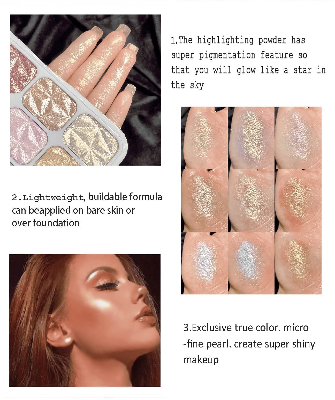 Sumeitang 8 Colors Face Highlighter Makeup Palette