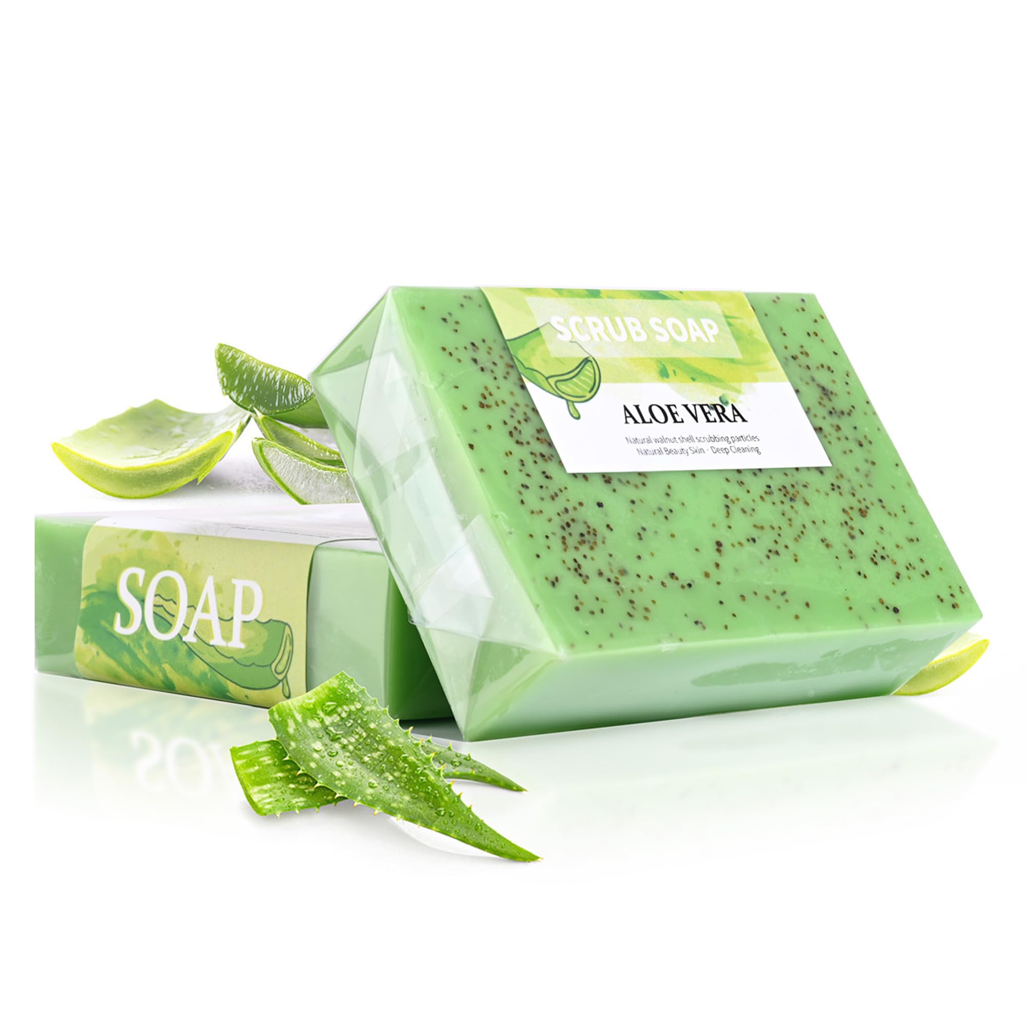 DLZZRS Essential Oil Handmade Scrub Soap, Plant Extract Cleansing Bar, Oil Control & Soothing Care, Moisturizing Face & Body Was