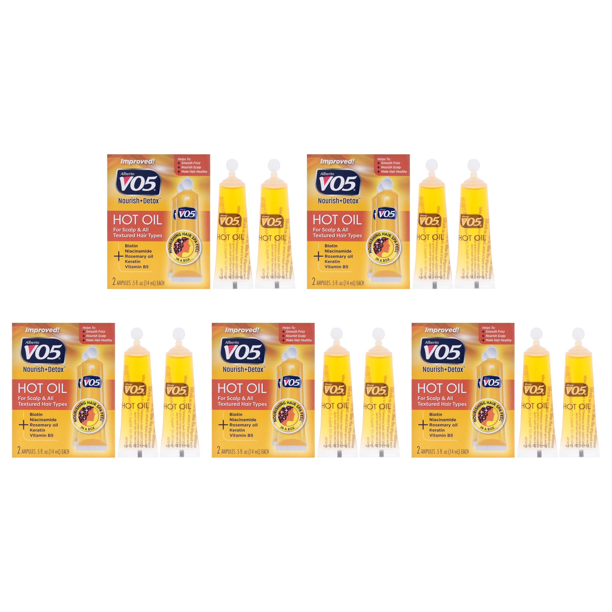 Alberto VO5 Hot Oil Treatment for Unisex  2 x 0.5 oz Treatment  Pack of 5